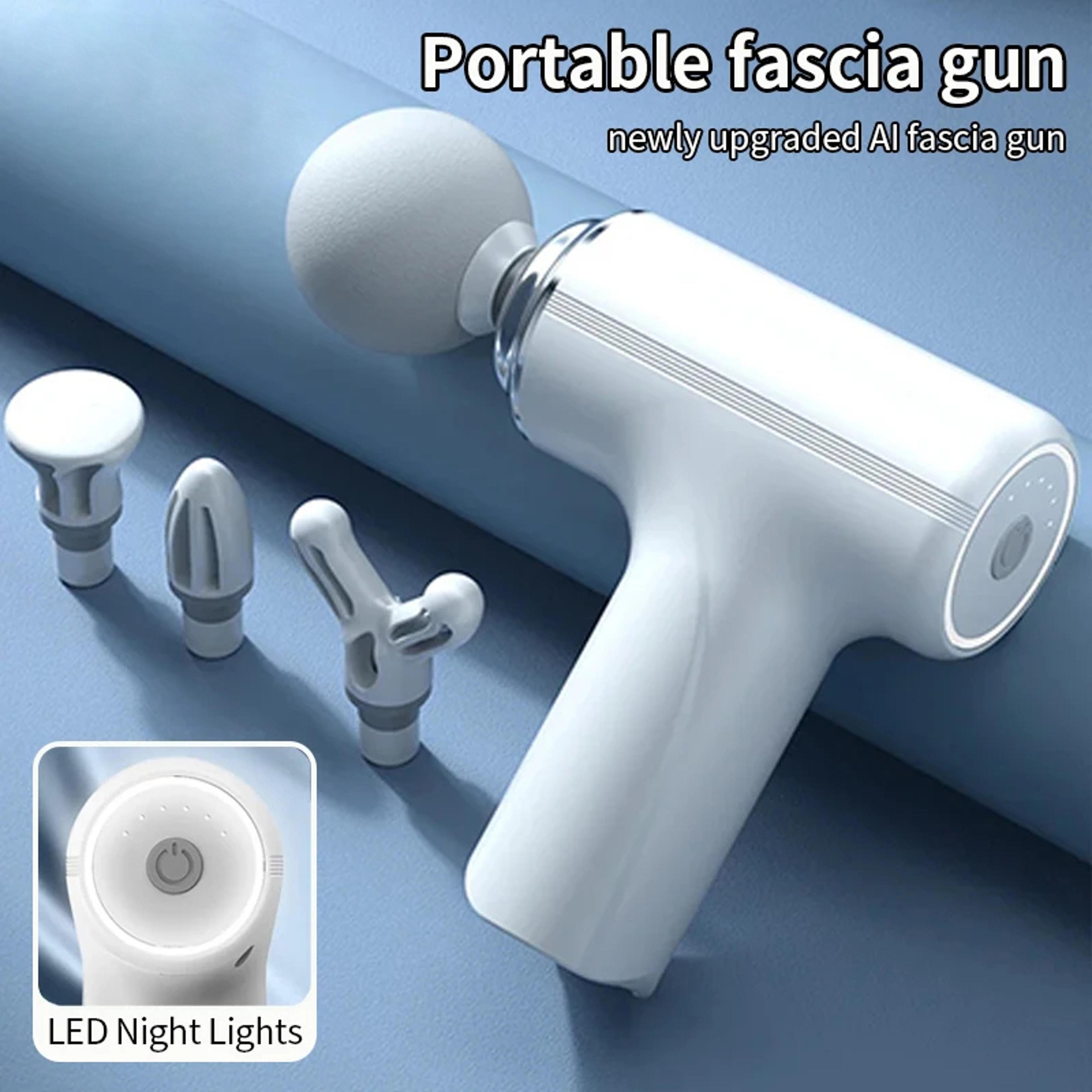 electric massage gun for full body relaxation, portable with interchangeable heads & led light