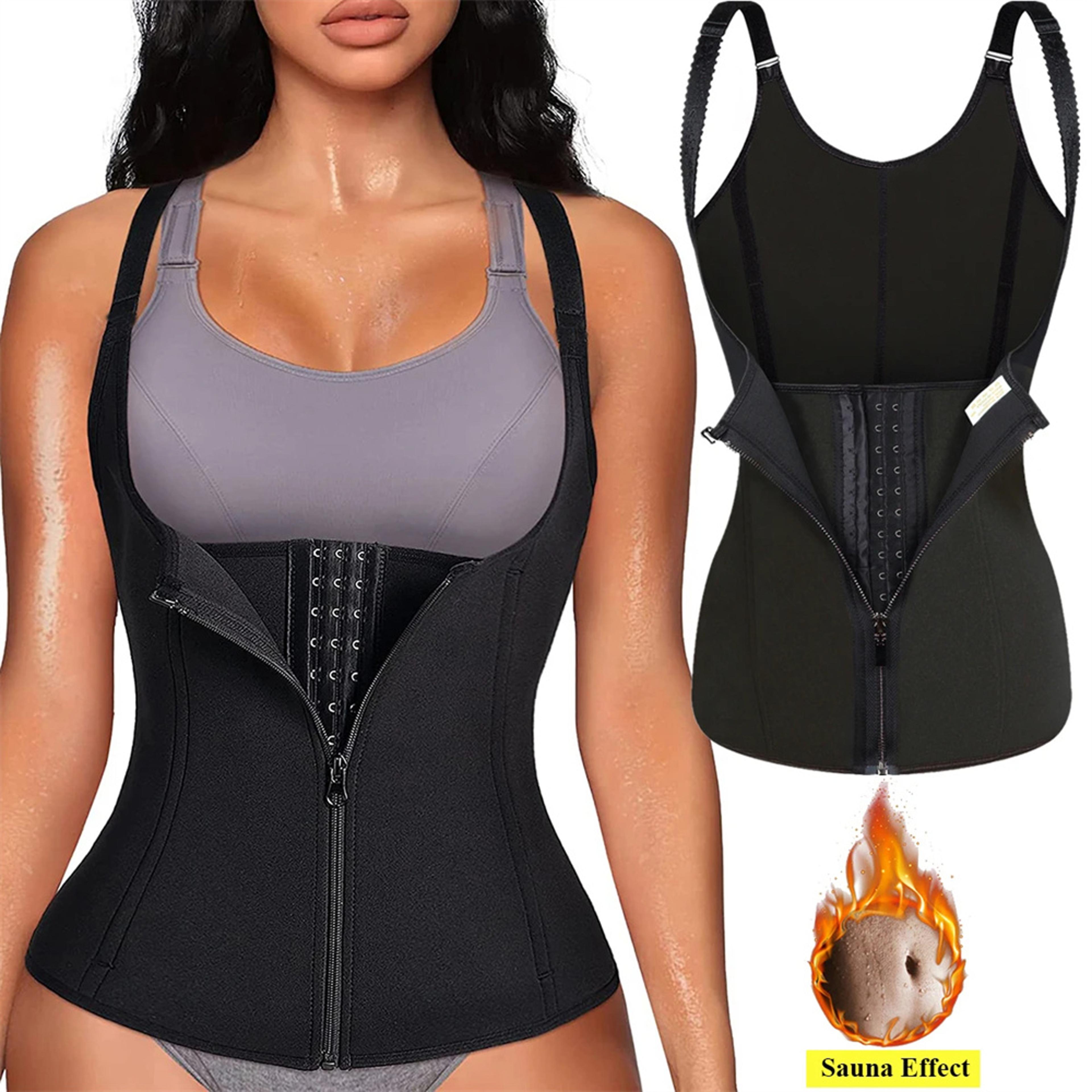 women waist trainer tank top zipper body shaper, tummy control sleeveless activewear, shaping underwear for women