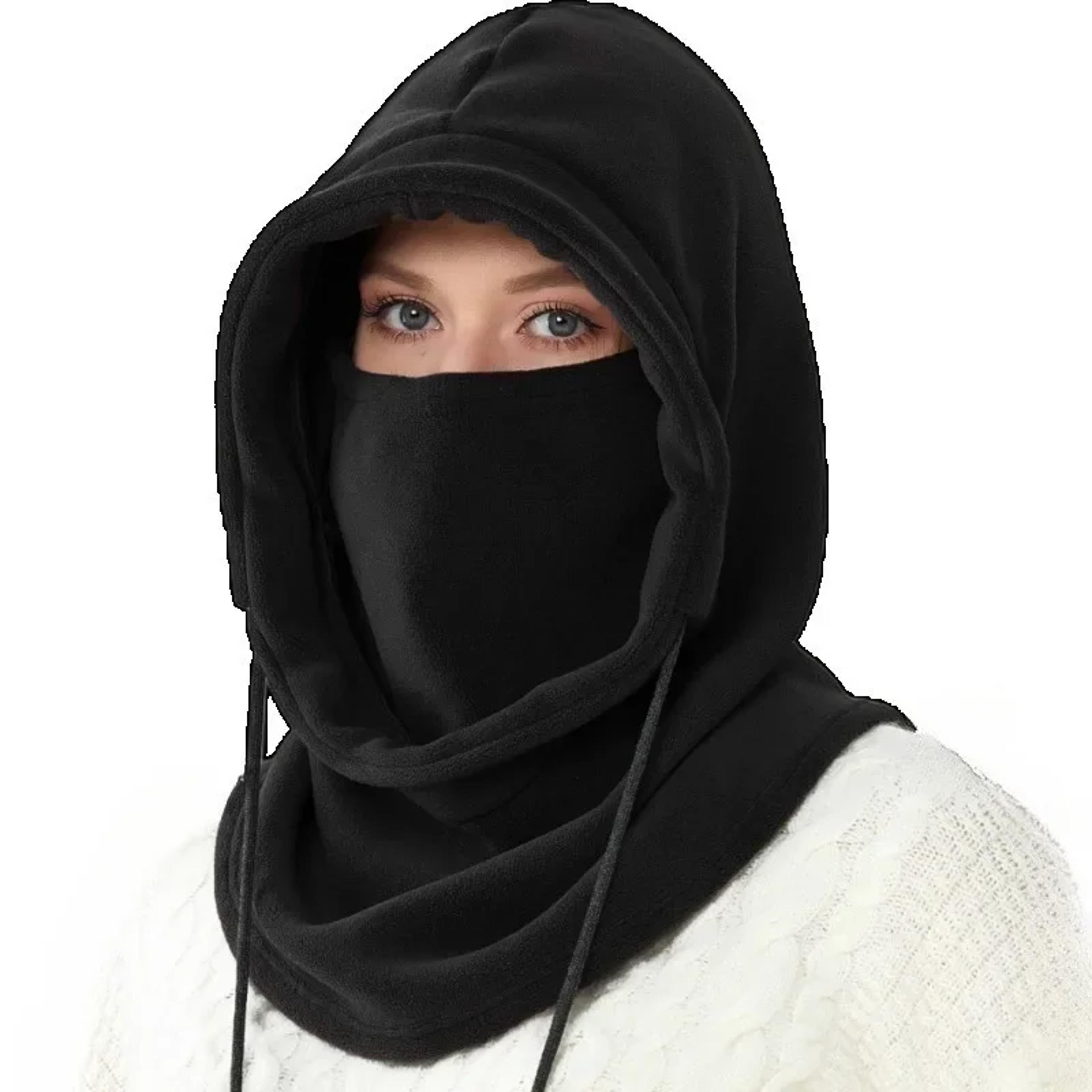 Winter Balaclava Hooded Scarf  Warm Neck Gaiter For Skiing Cycling Outdoor Activities  Black Pink K 1