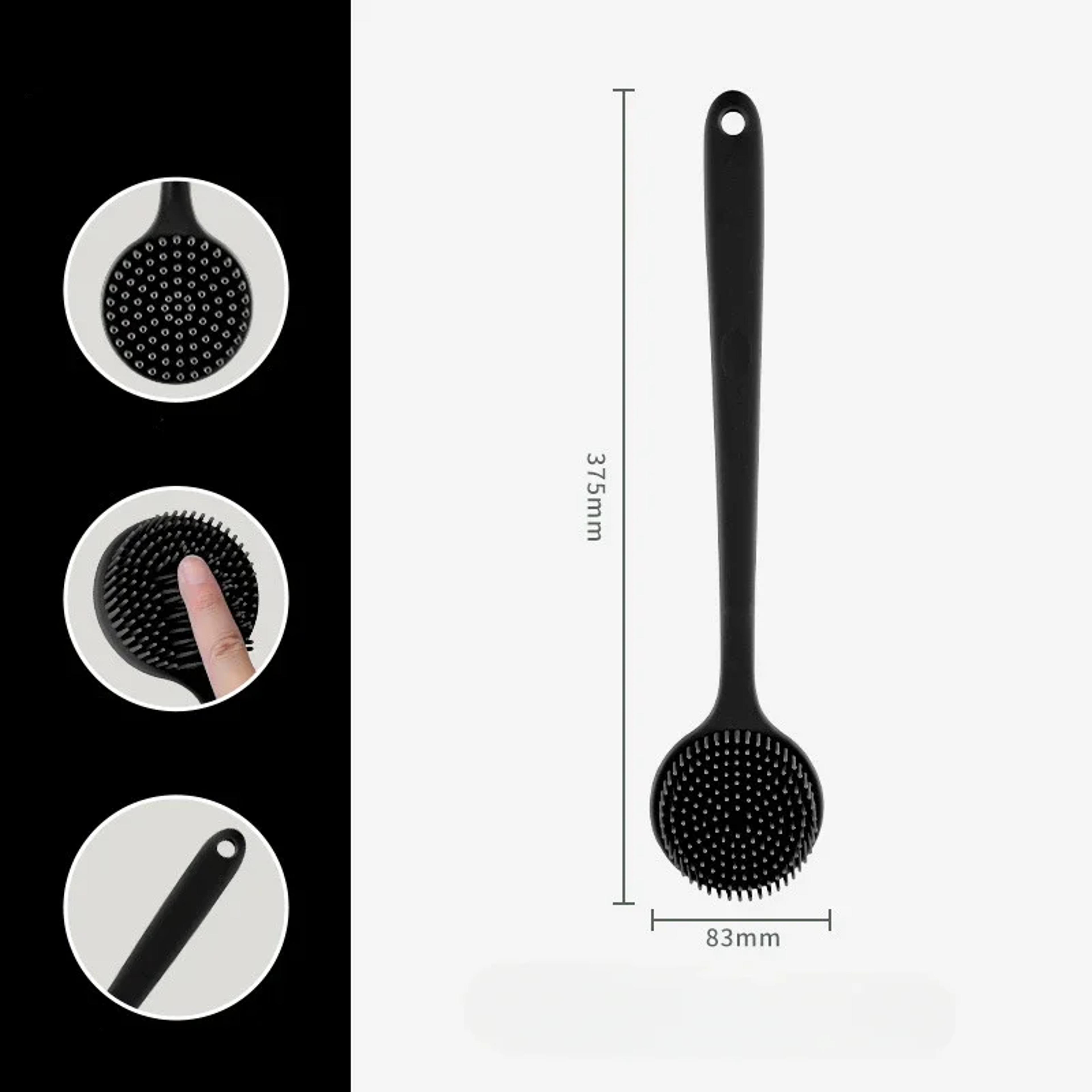 Shower Back Scrubber Brush With Silicone Deep Cleansing  Exfoliating Massage Long Handle 6