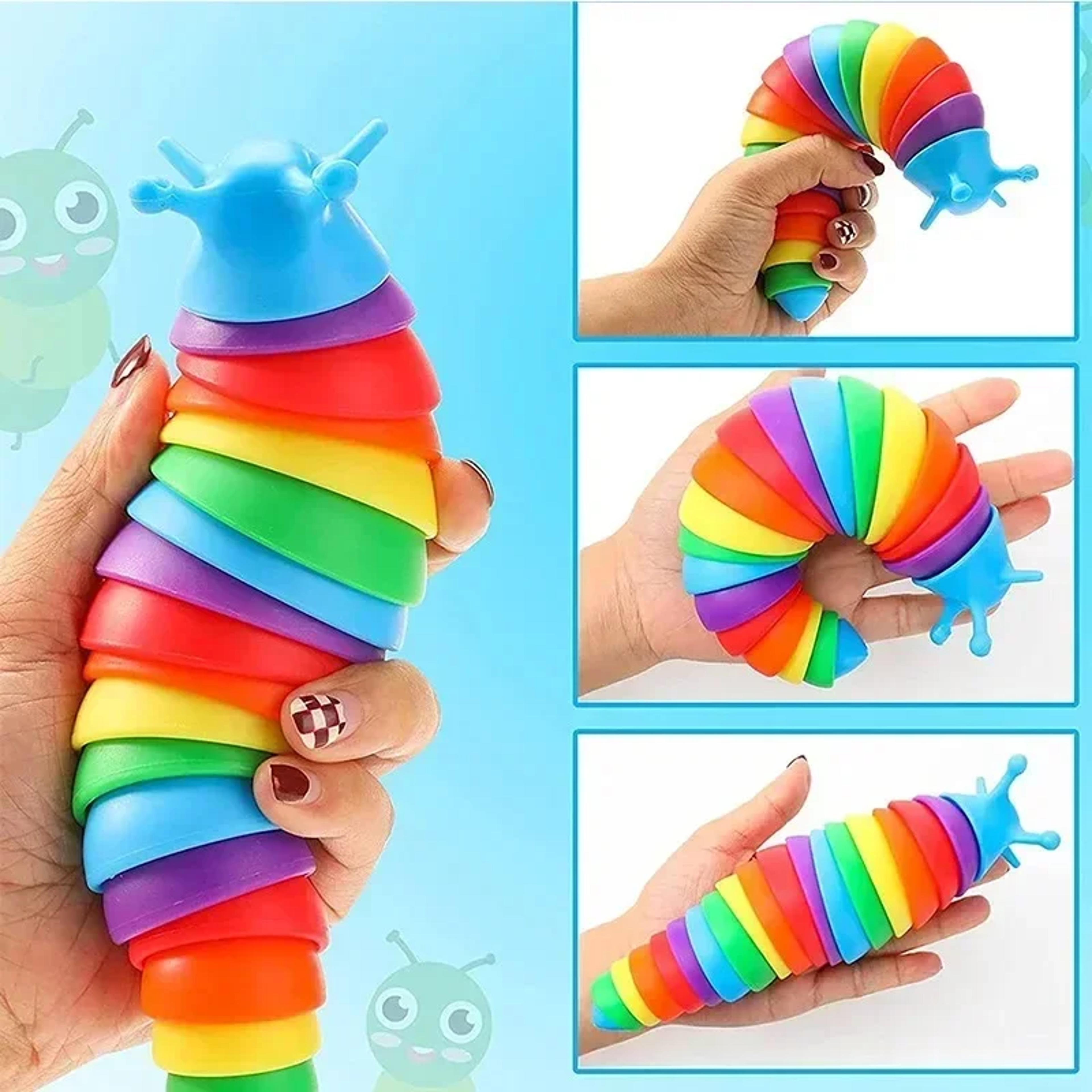 Fidget Slug Toy For Kids Colorful Sensory Slug Fun Twist Caterpillar Creative Decompression Toy 1
