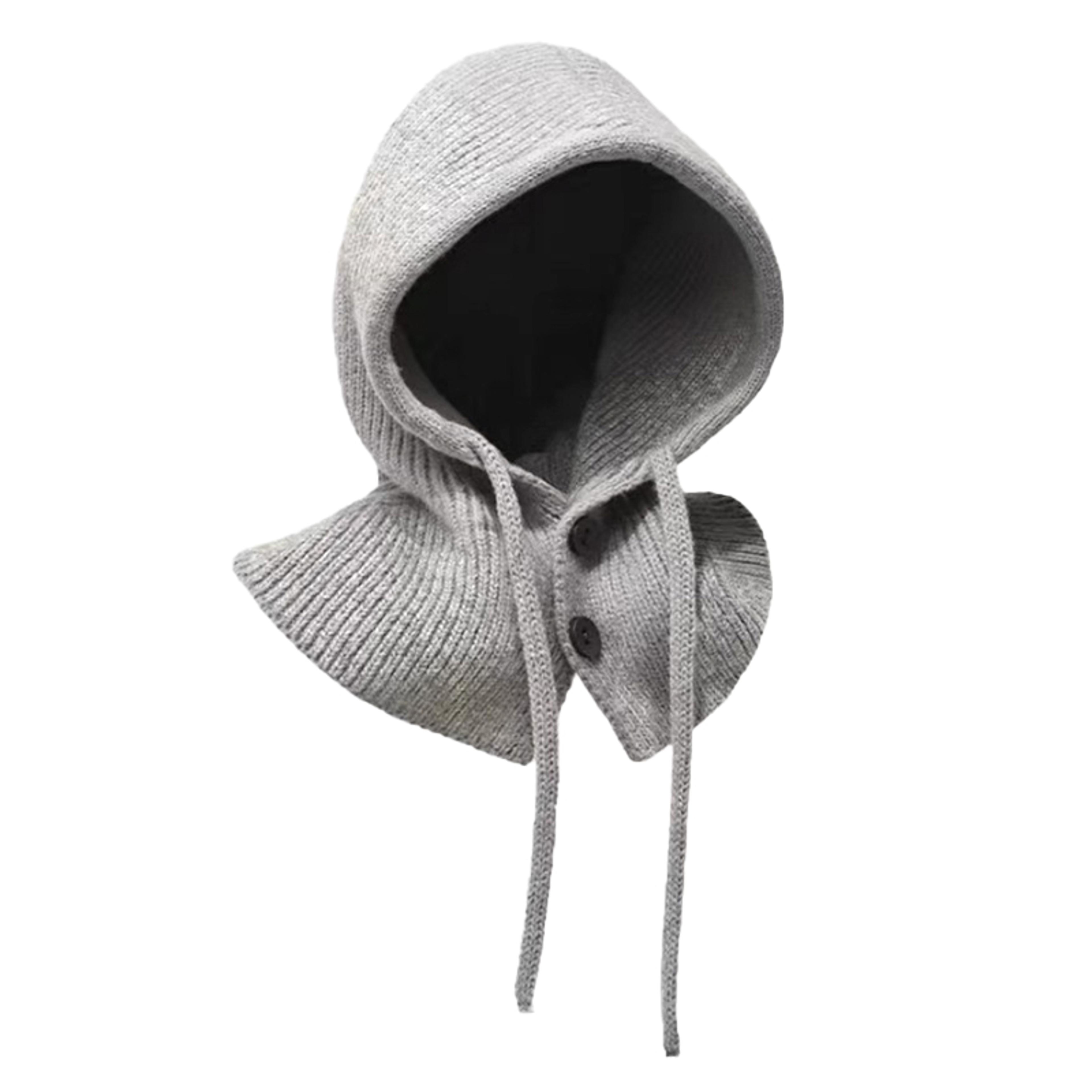 Winter Fashion Hats Wool Knitted Scarf Set Balaclava Hooded Caps Neck Warmer Shawl Gothic Beanies P 7