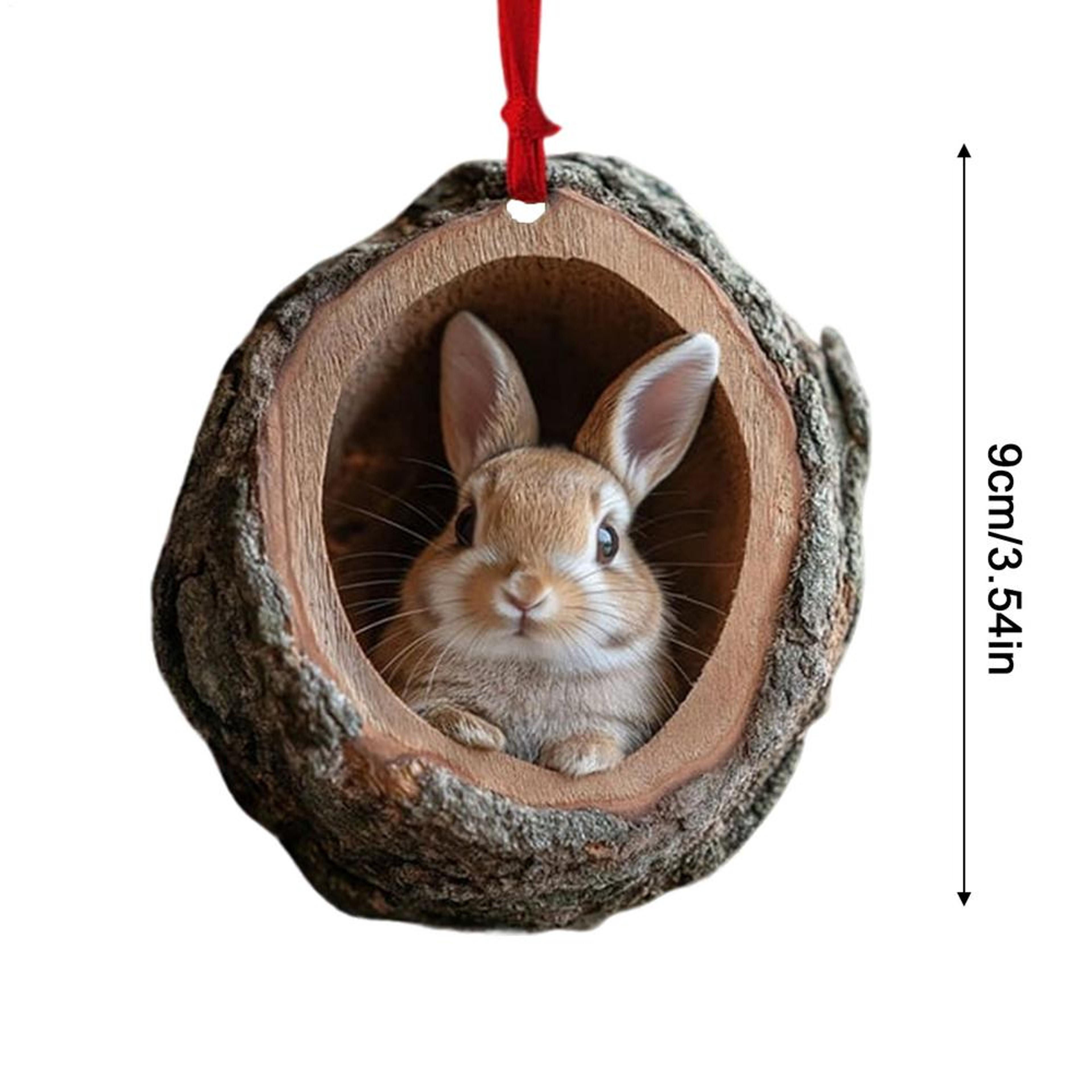 Cute Christmas Acrylic Pendant Animal Wildlife Ornaments Raccoon Owl Squirrel Hedgehog Bunny Bird D 8