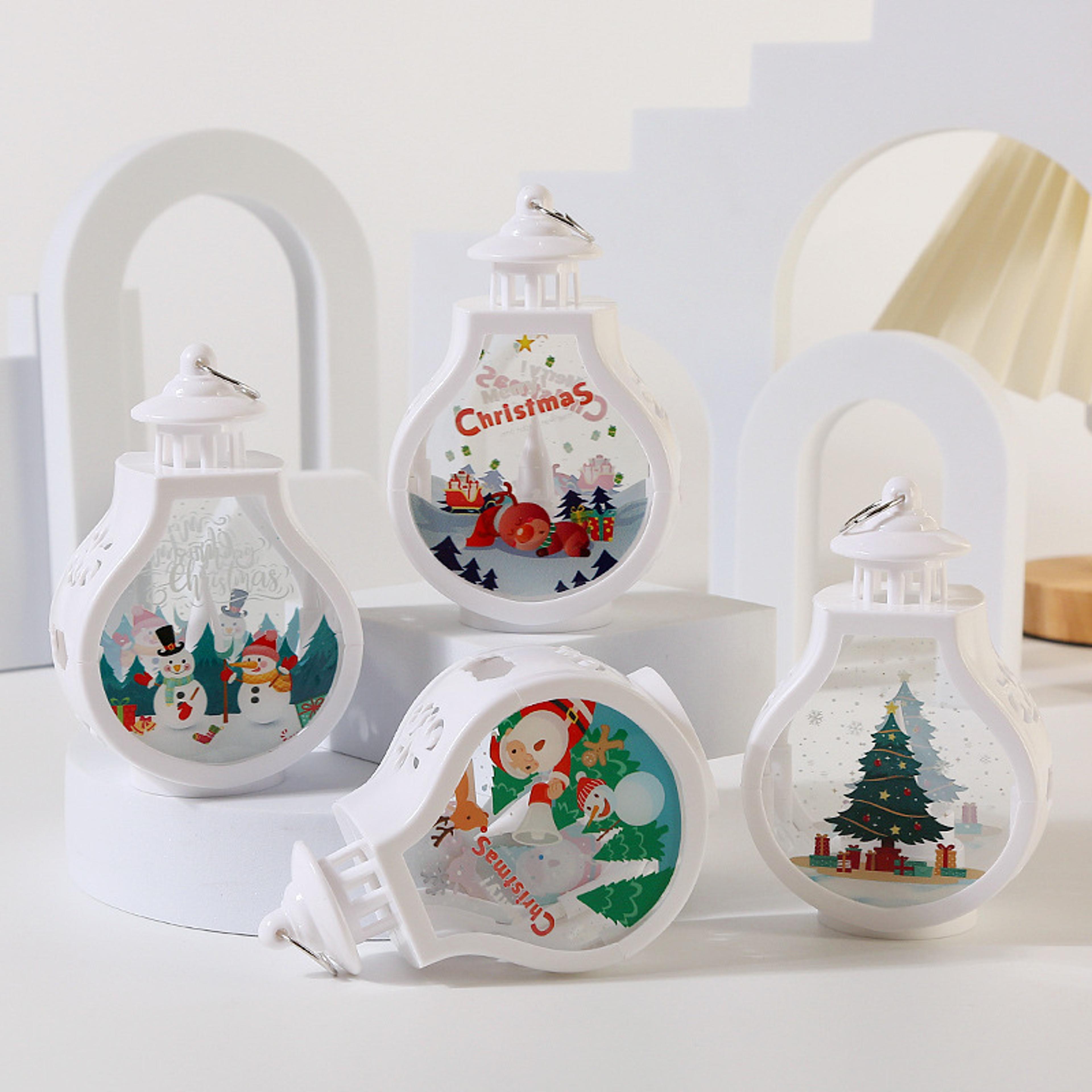 Elk Christmas Gift Light Snowman Santa Claus Portable Candle Holder Wind Lamp Table Lamp 4