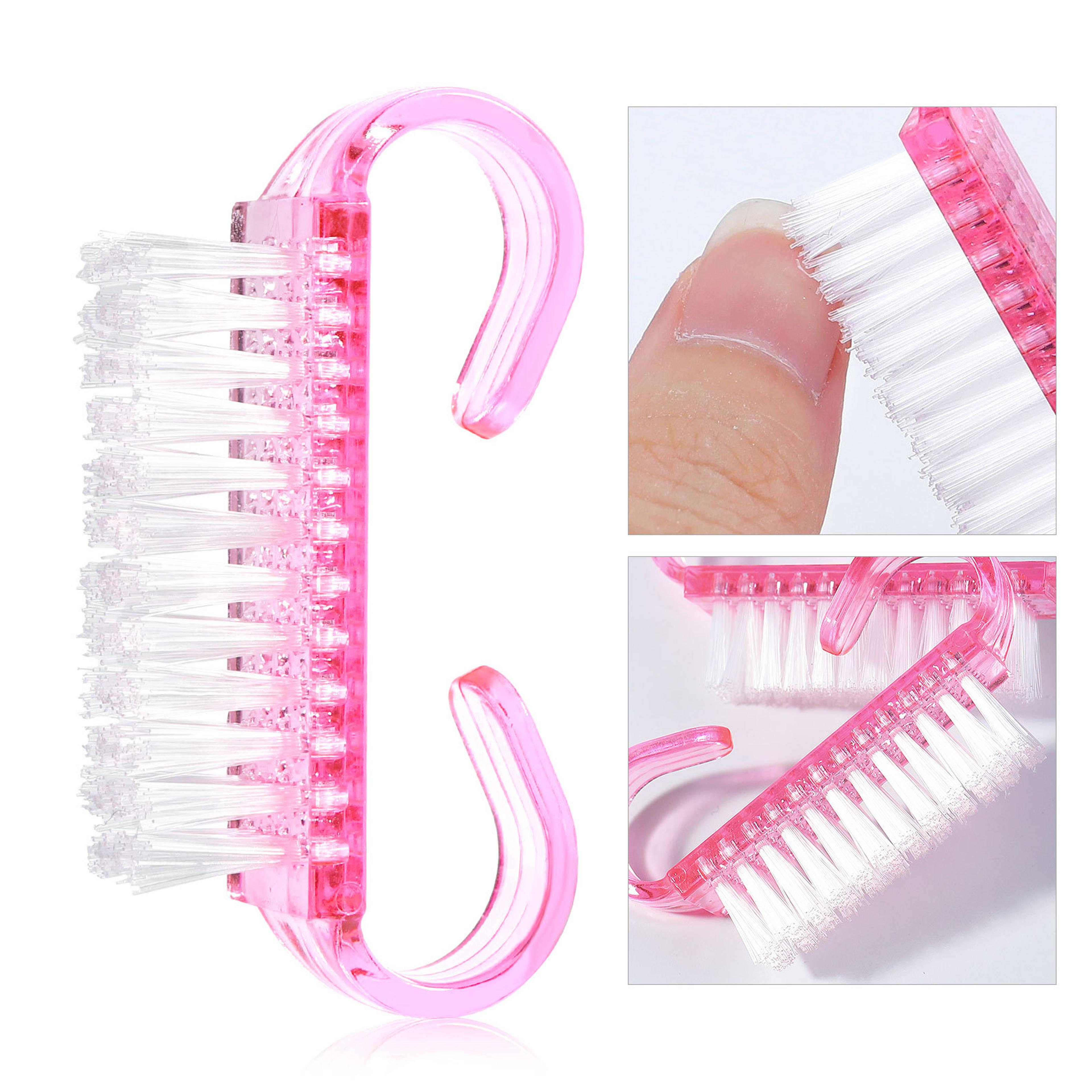 soft acrylic nail brush pink color nail art pedicure cleaning brush file tools set for manicure