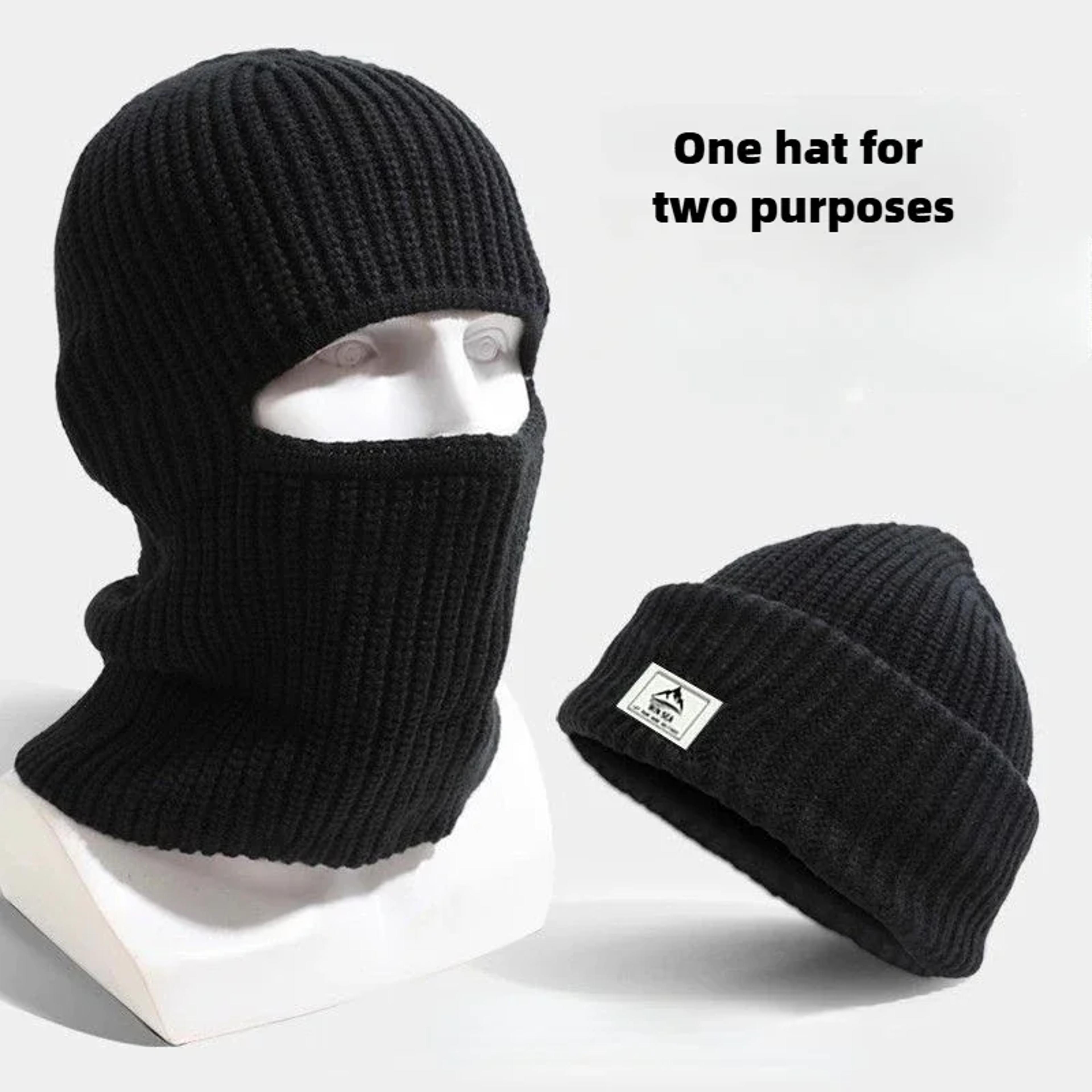 windproof winter mask beanies, warm knitted balaclava hats, full face ski bonnet cycling earmuffs tactical cap