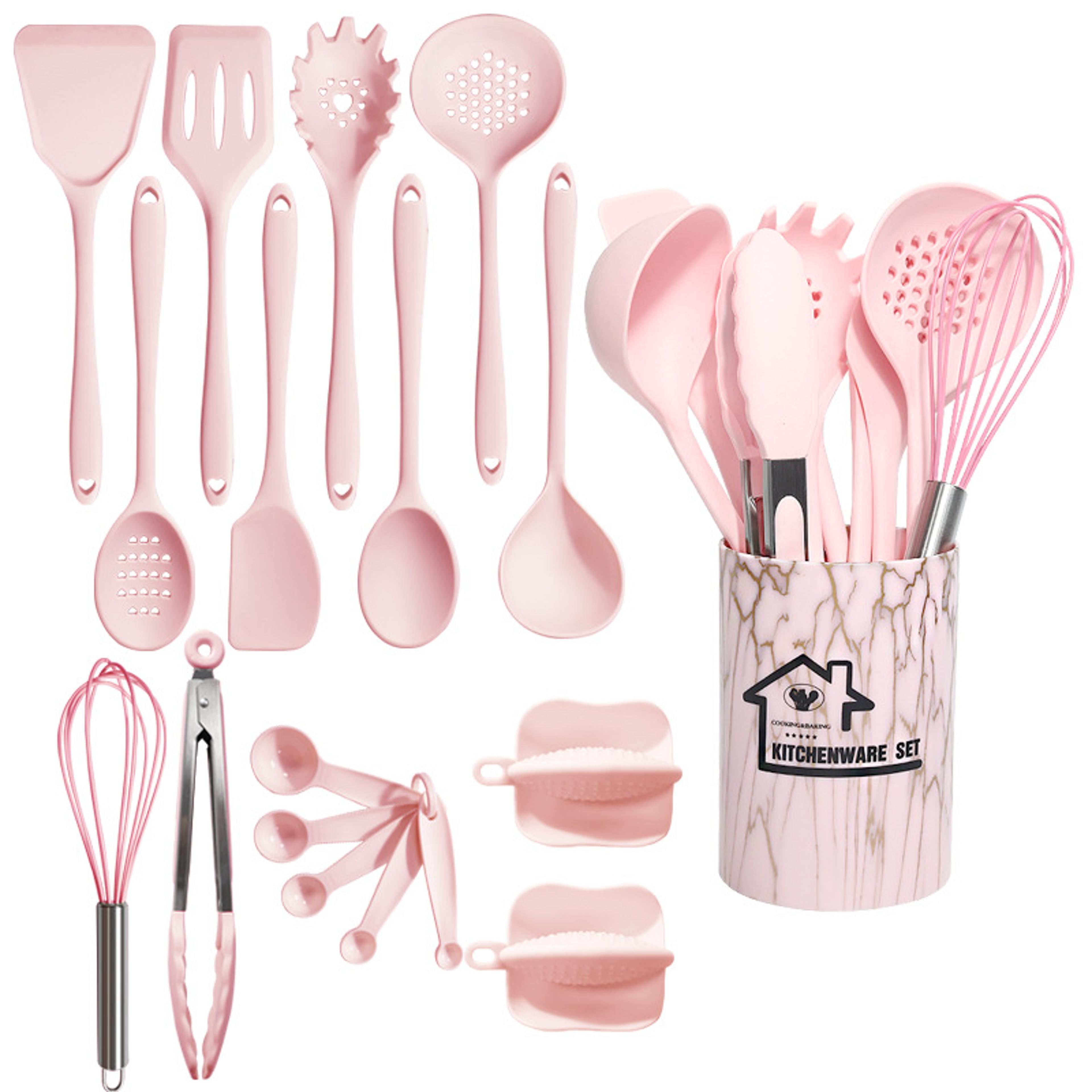 practical silicone kitchenware set, turner spatula measuring spoon, food grade cookware utensils
