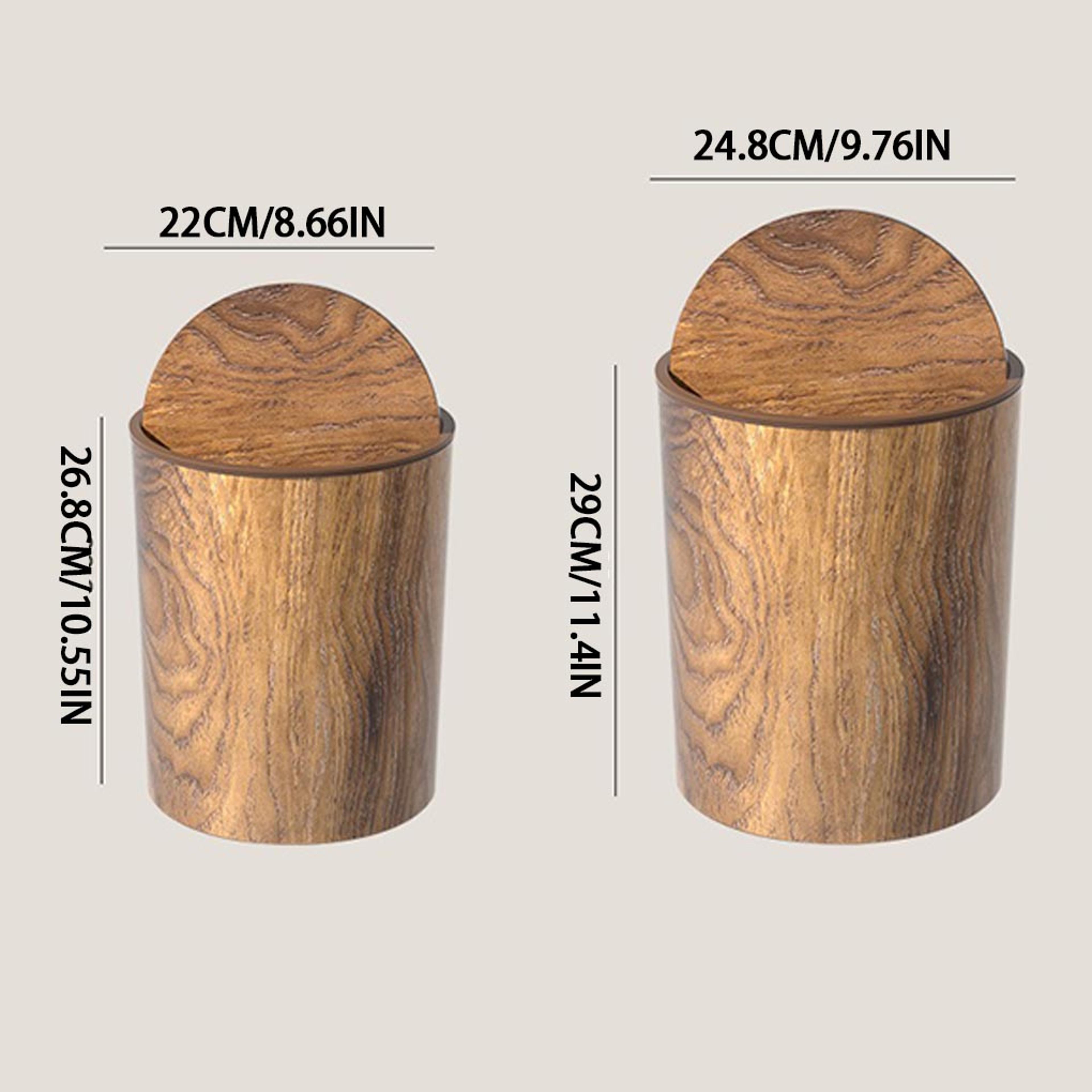 Office Wastebasket With Swing Lid Imitation Wood Kitchen Garbage Container Bin For Home  Bathroom 4