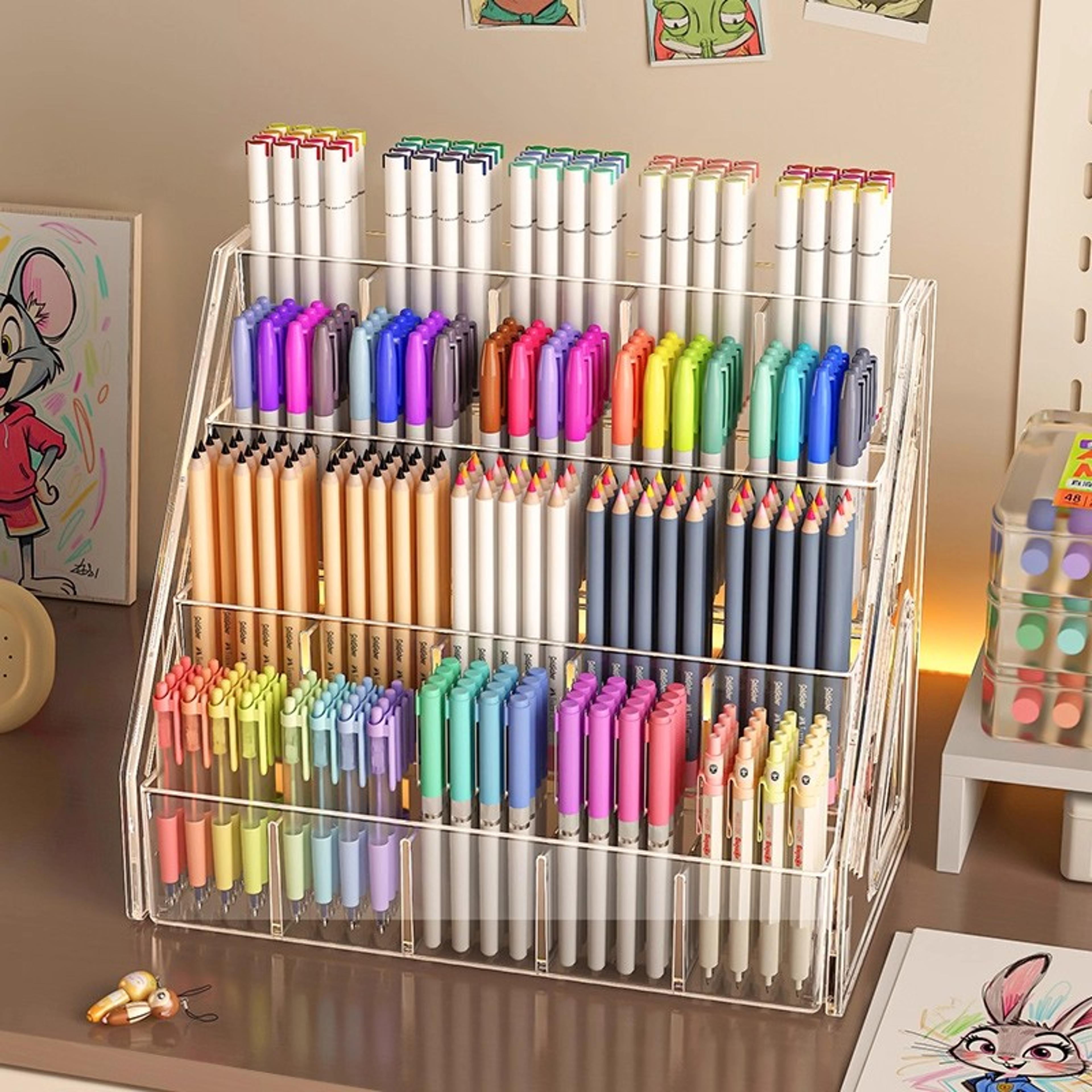 Large Capacity Acrylic Storage Rack Watercolor Pencil Organizer Desktop Marker Pen Storage Box With 5