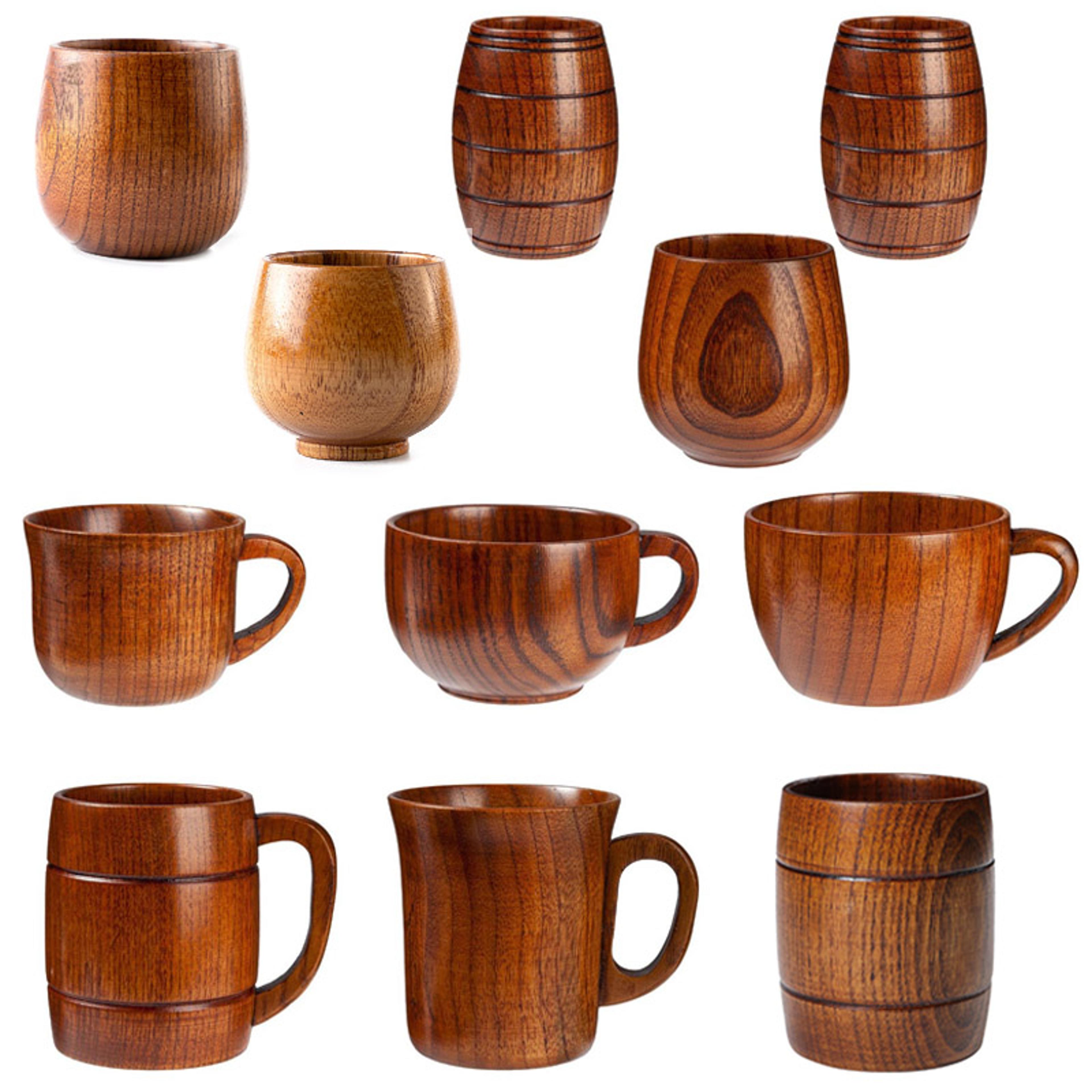 wooden cups handmade, jujube wood handle, coffee milk tea mug, natural bar drinkware