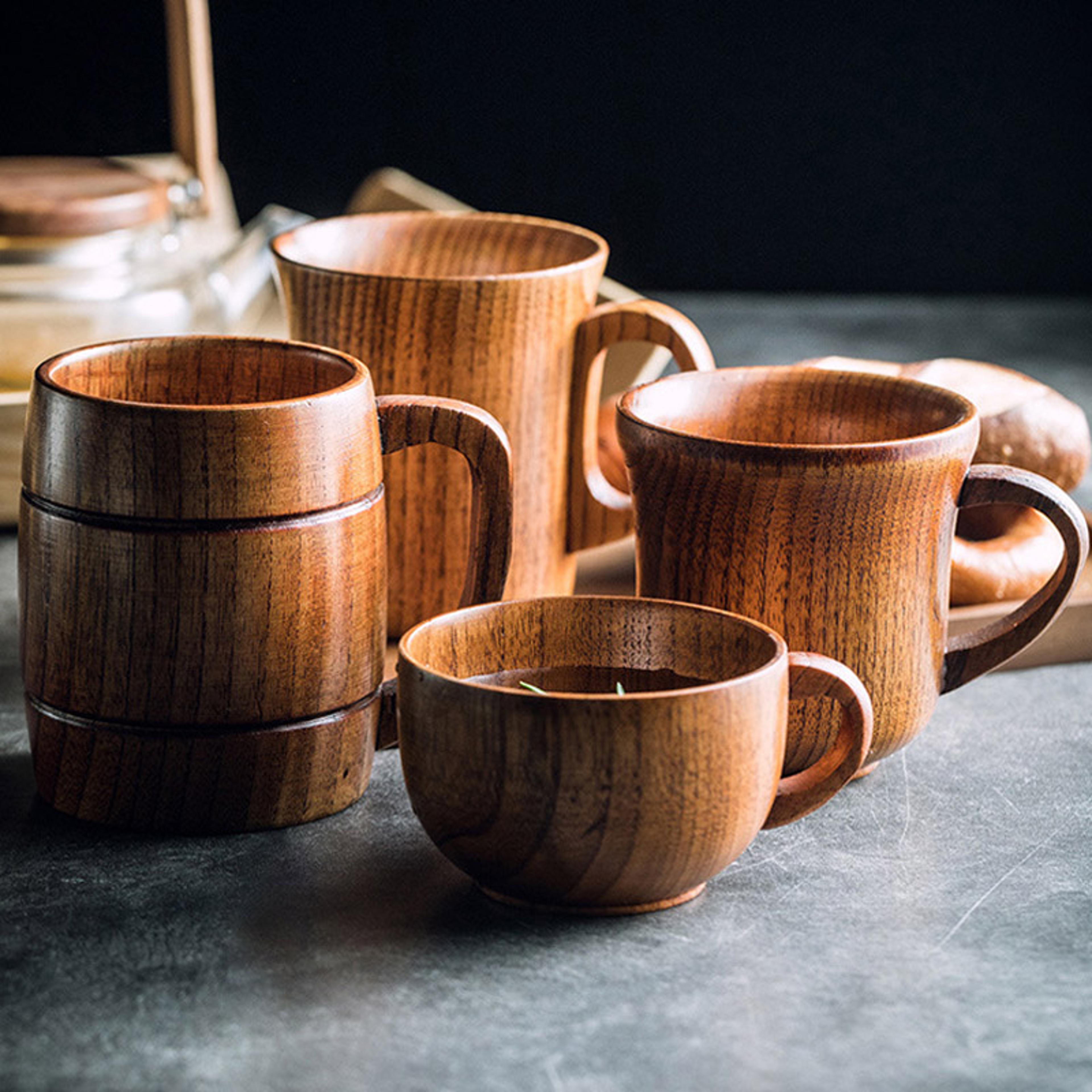 Wooden Cups Handmade Jujube Wood Handle Coffee Milk Tea Mug Natural Bar Drinkware 3