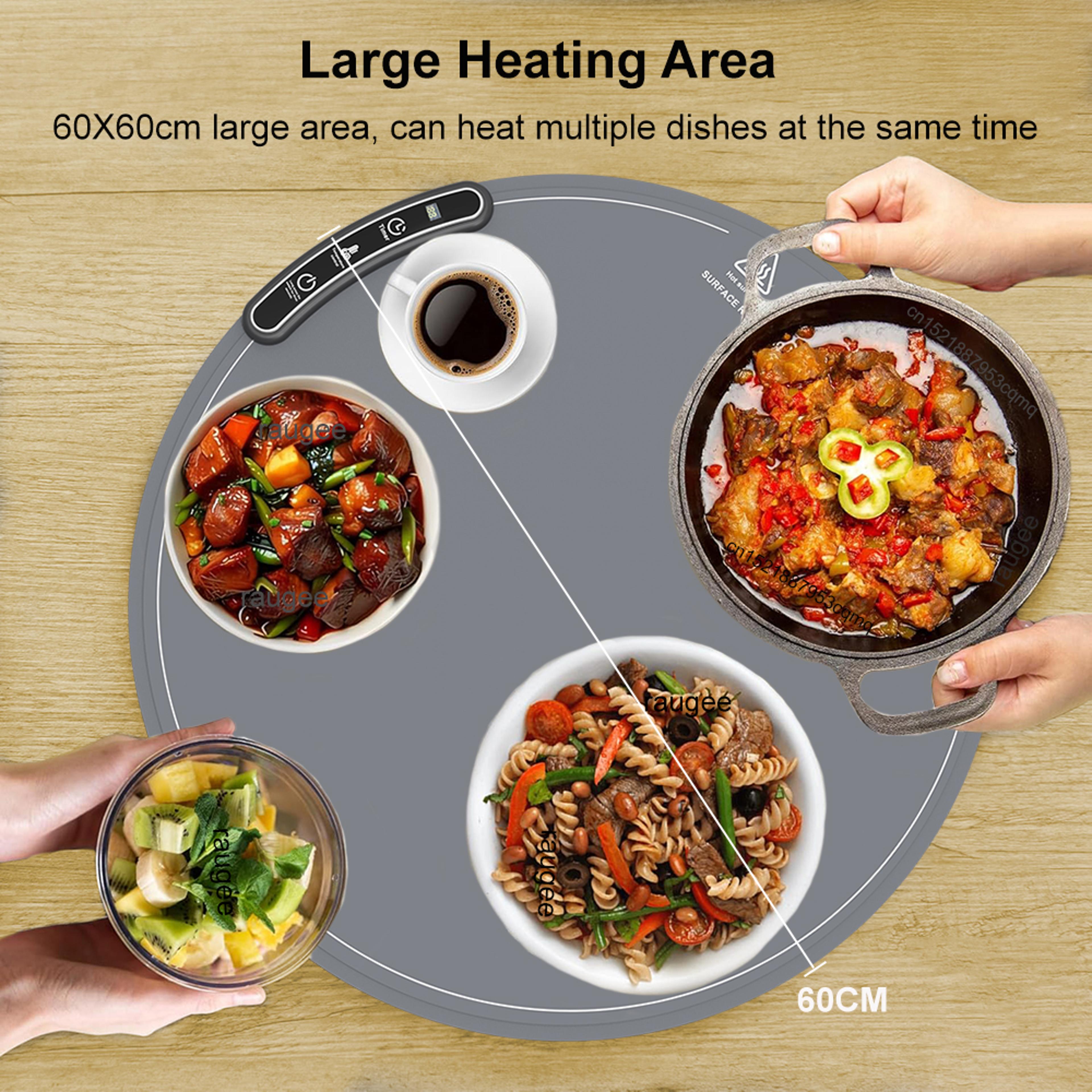 Portable Electric Food Warming Mat Silicone Round Tray With Fast Heating  Temperature Control 3