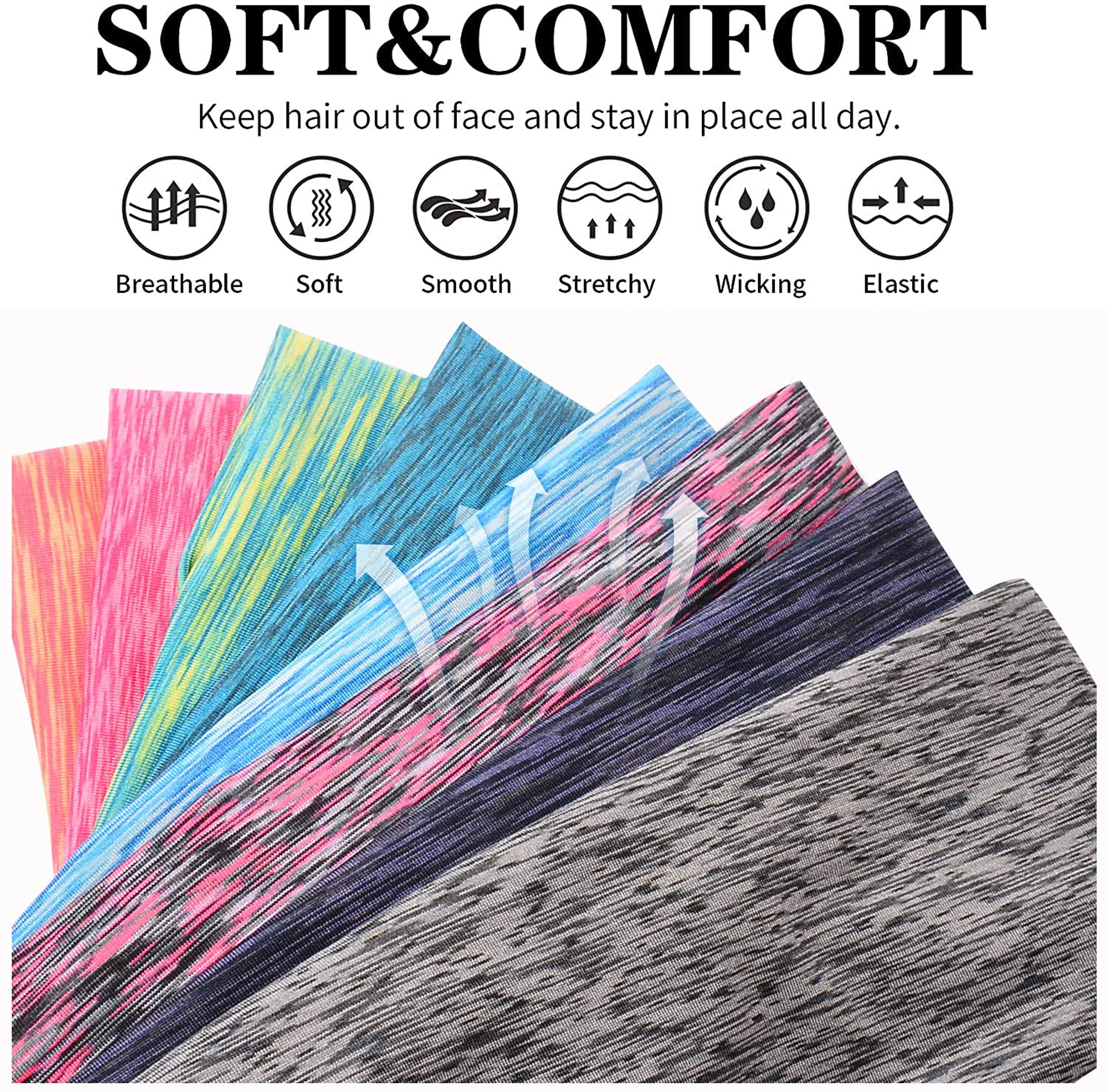 Elastic Sweatband For Men Women Sport Hairbands Head Band Yoga Headwear Headwrap For Sports Workout 5