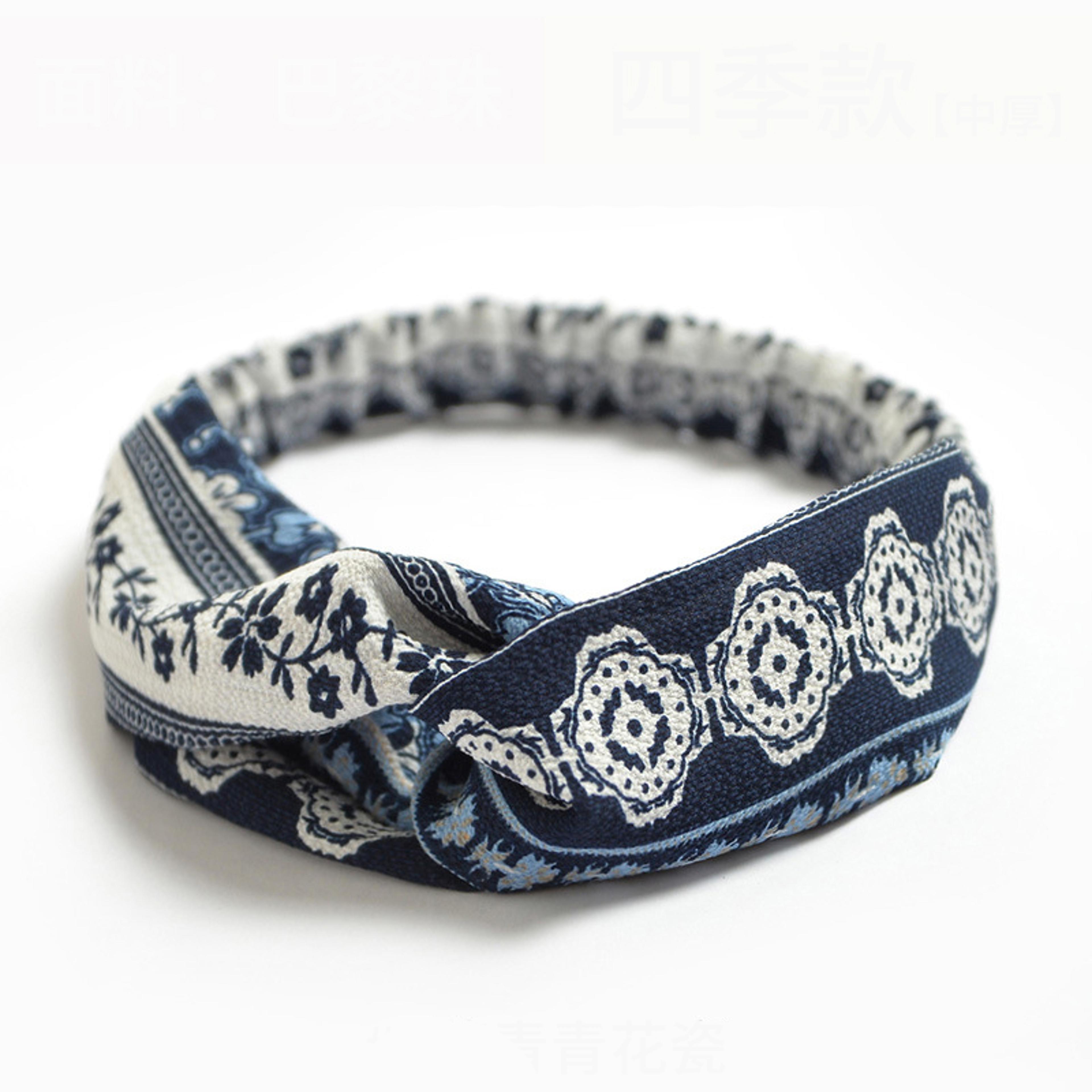 Bohemian Hair Bands For Women And Girls Vintage Print Headbands Cross Turban Hair Accessories 14
