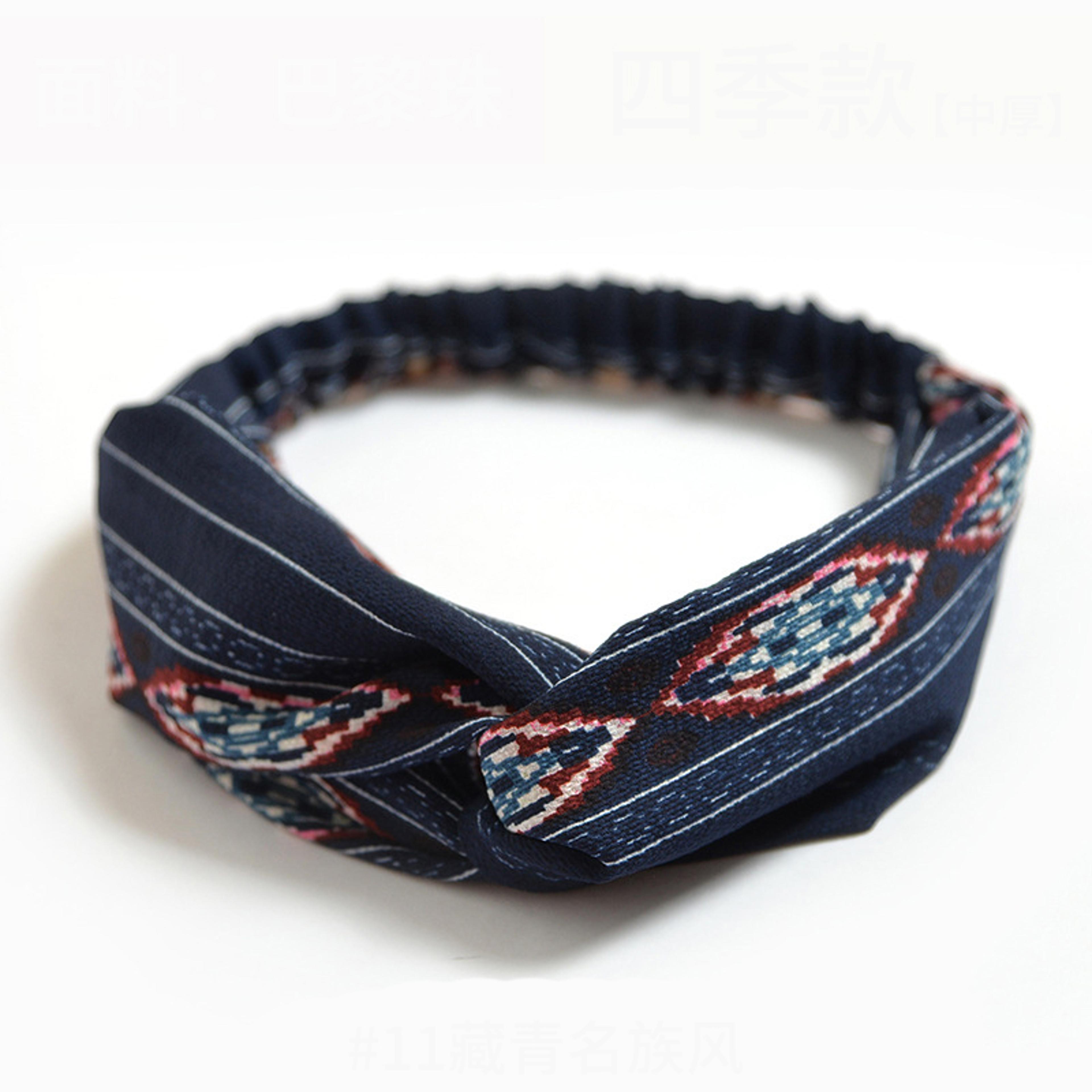 Bohemian Hair Bands For Women And Girls Vintage Print Headbands Cross Turban Hair Accessories 15