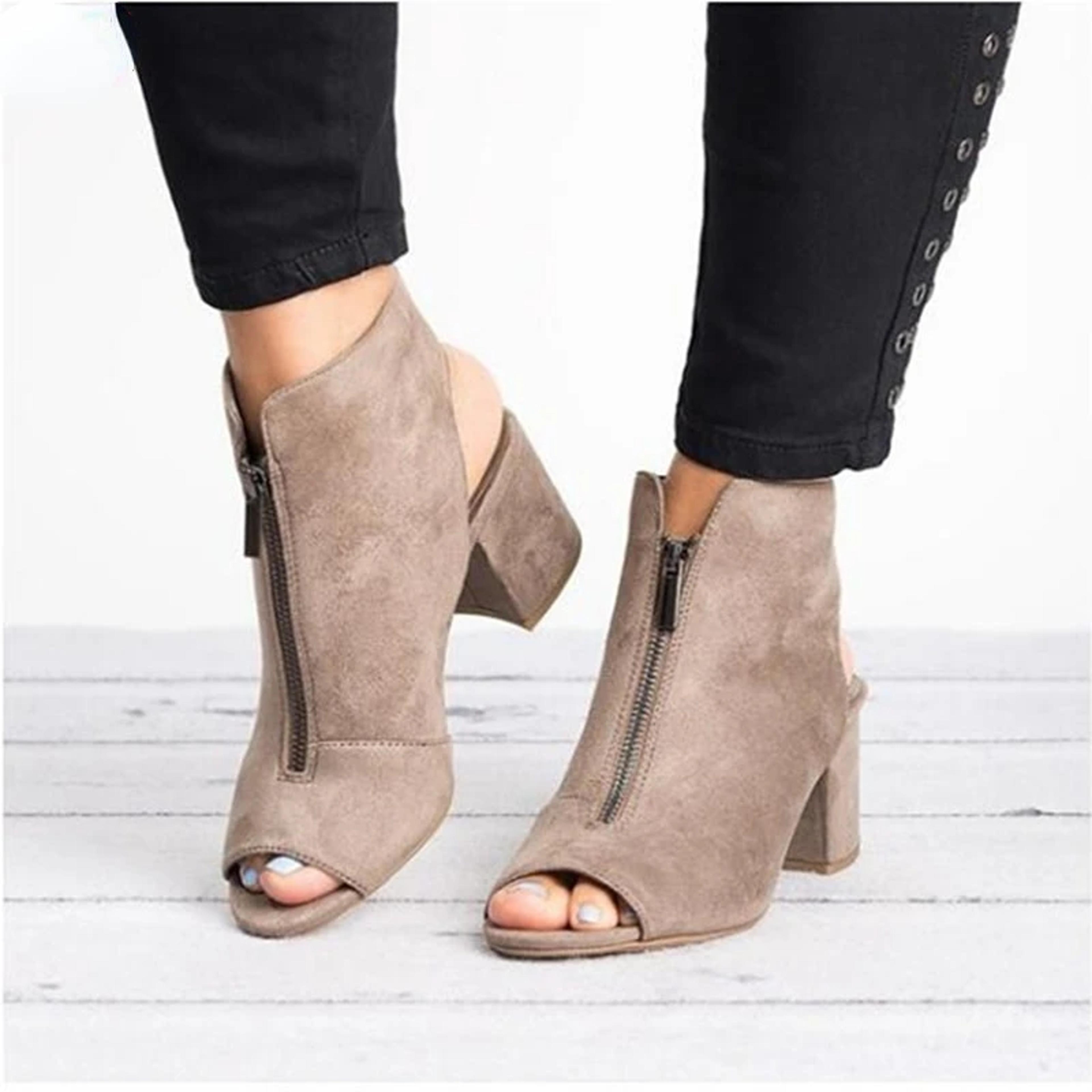 Elegant Medium Heel Womens Shoes Comfortable Plus Size Fish Mouth Chunky Heel Sandals 1