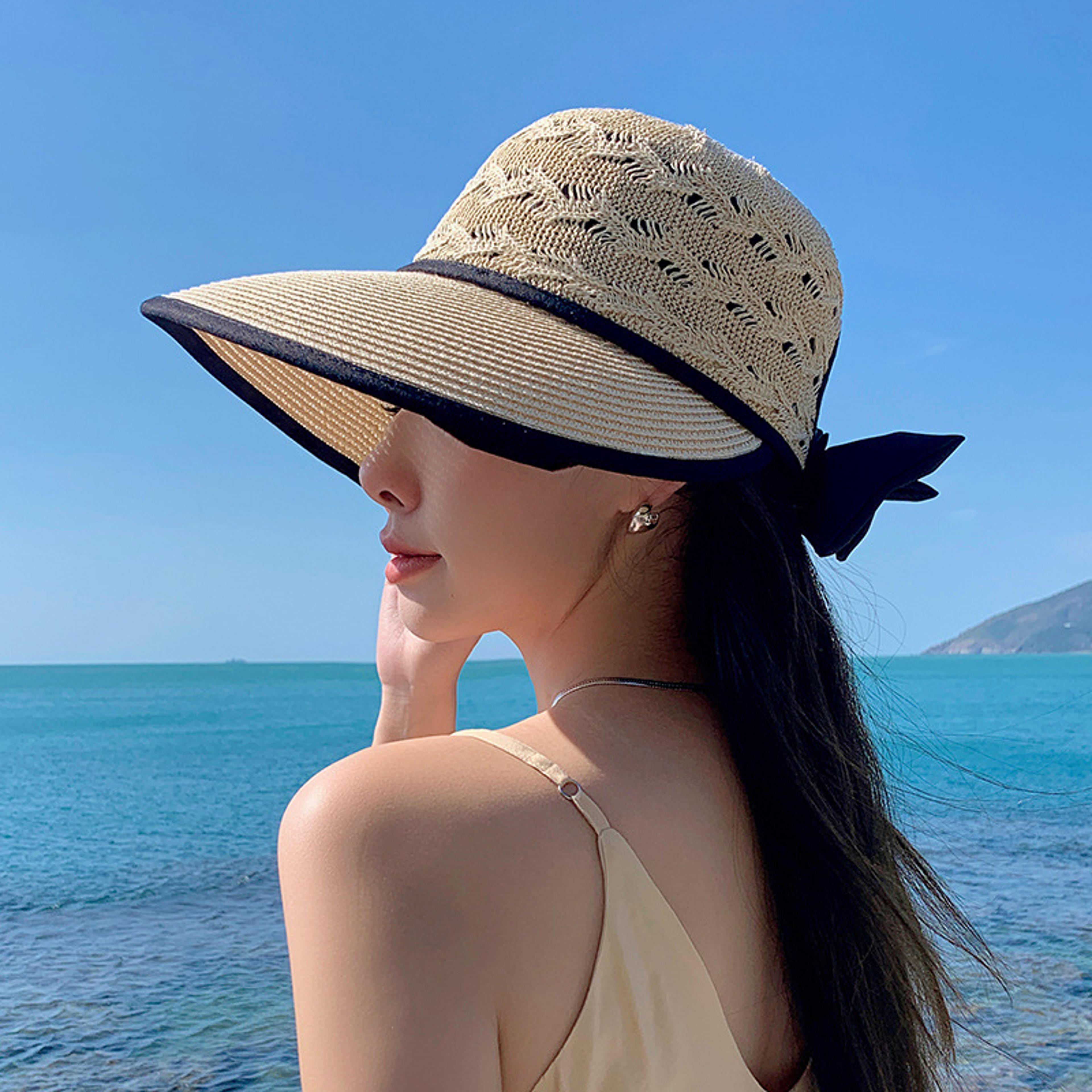 Outdoor Sun Protection Women Hats Solid Color Ladies Panama Caps With Wide Brim And Bowknot 6