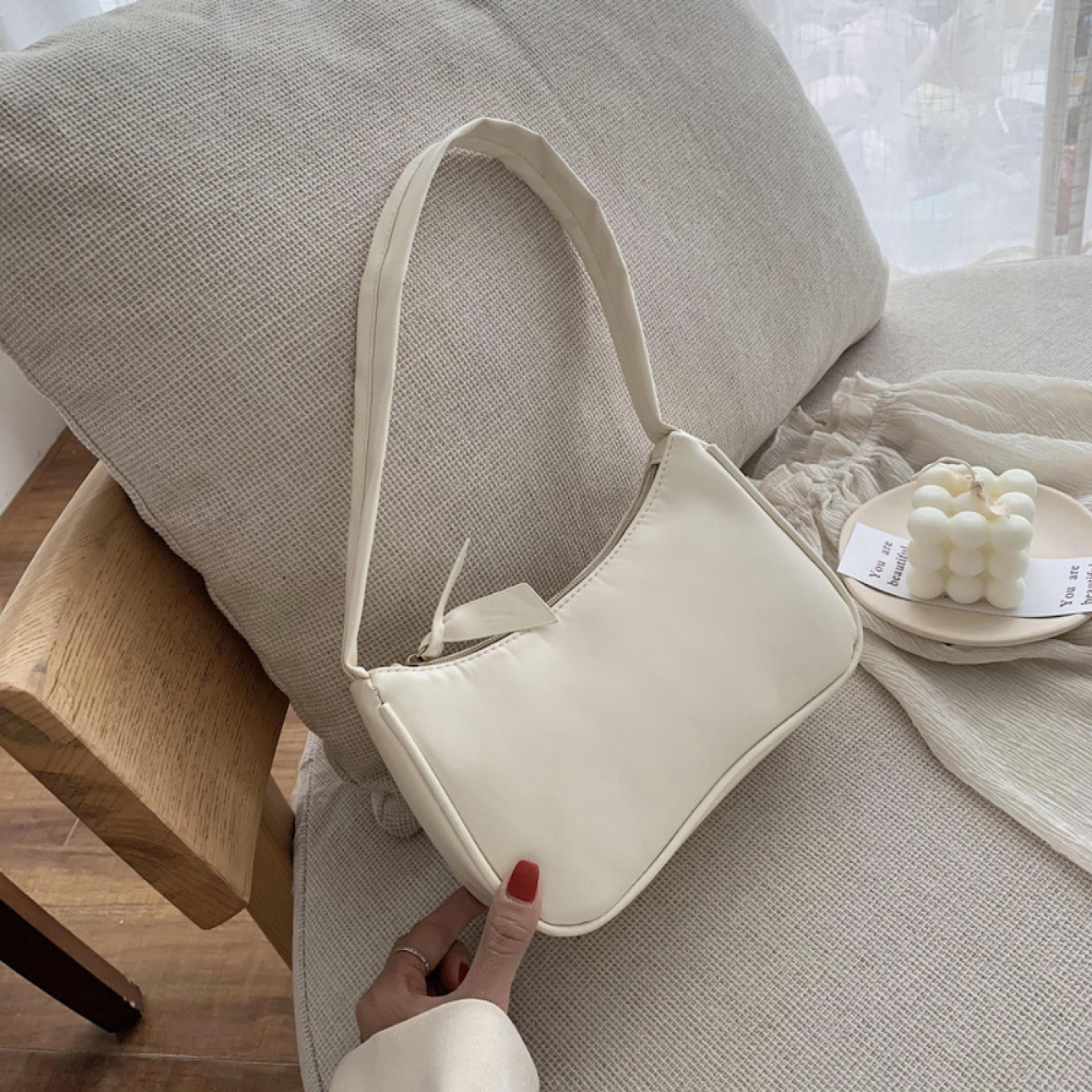 Womens Retro Baguette Handbag PU Leather Forearm Bag With Bow 0