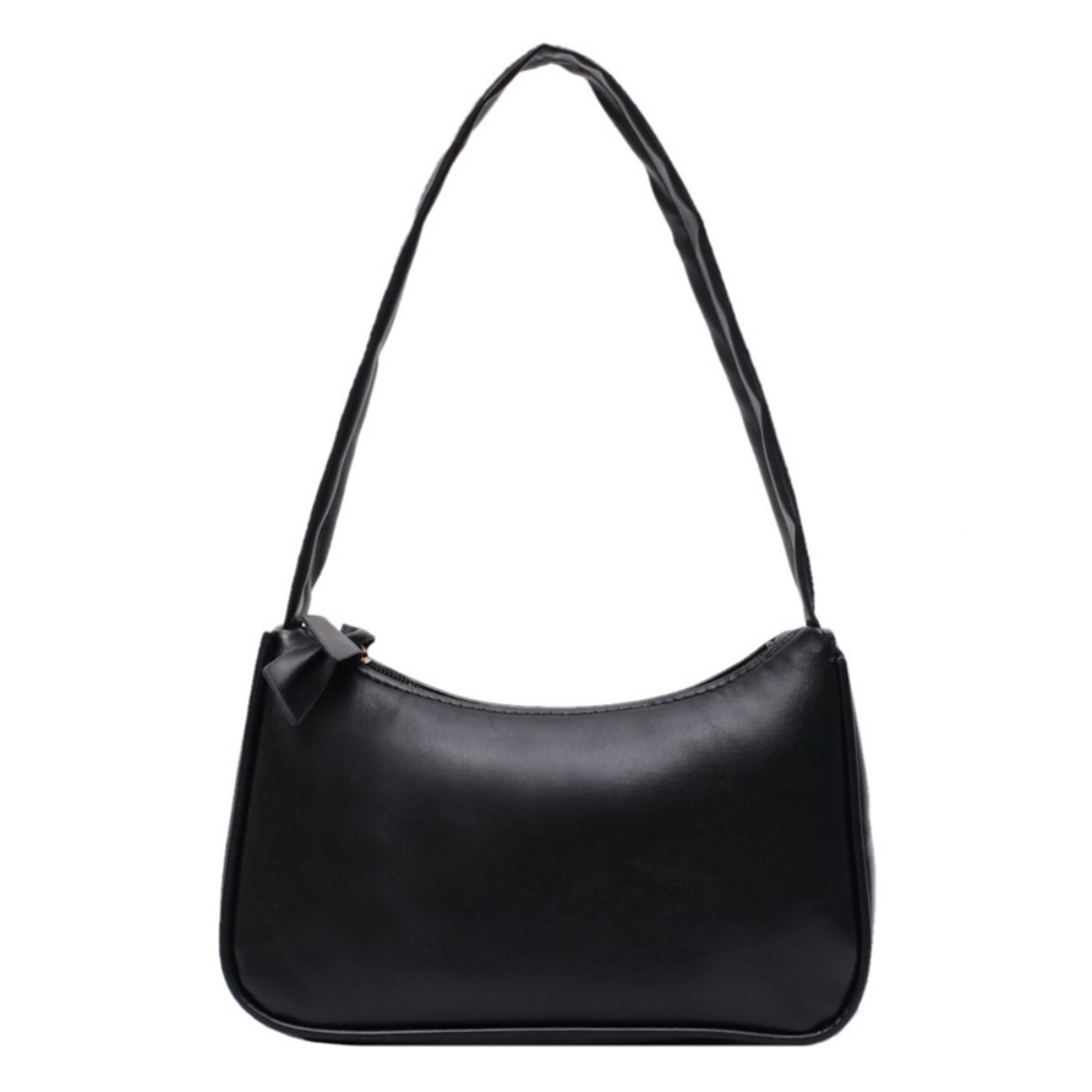 Womens Retro Baguette Handbag PU Leather Forearm Bag With Bow 5