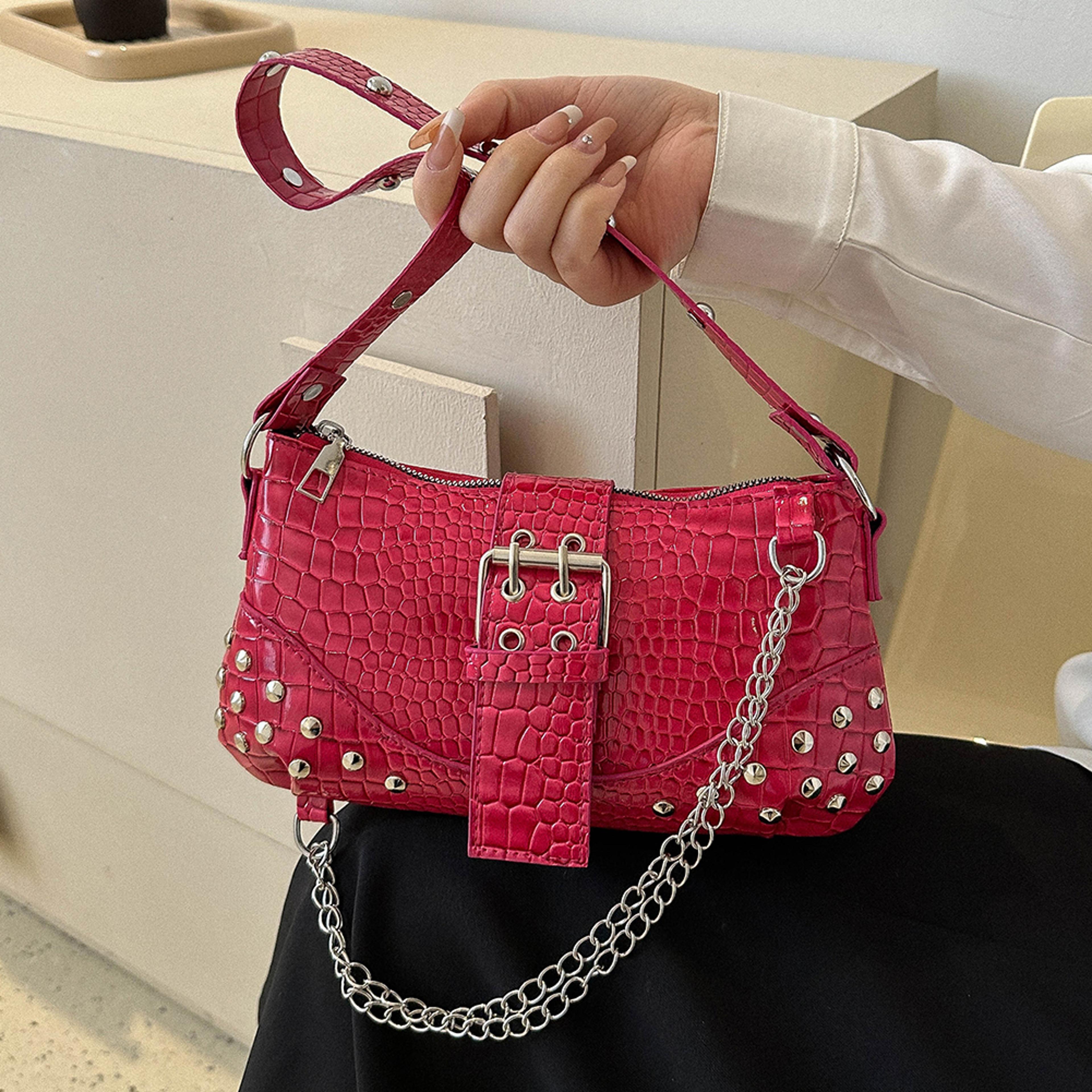 Cool Gothic Leather Underarm Tote Bag Casual Sling Handbags For Girls 3