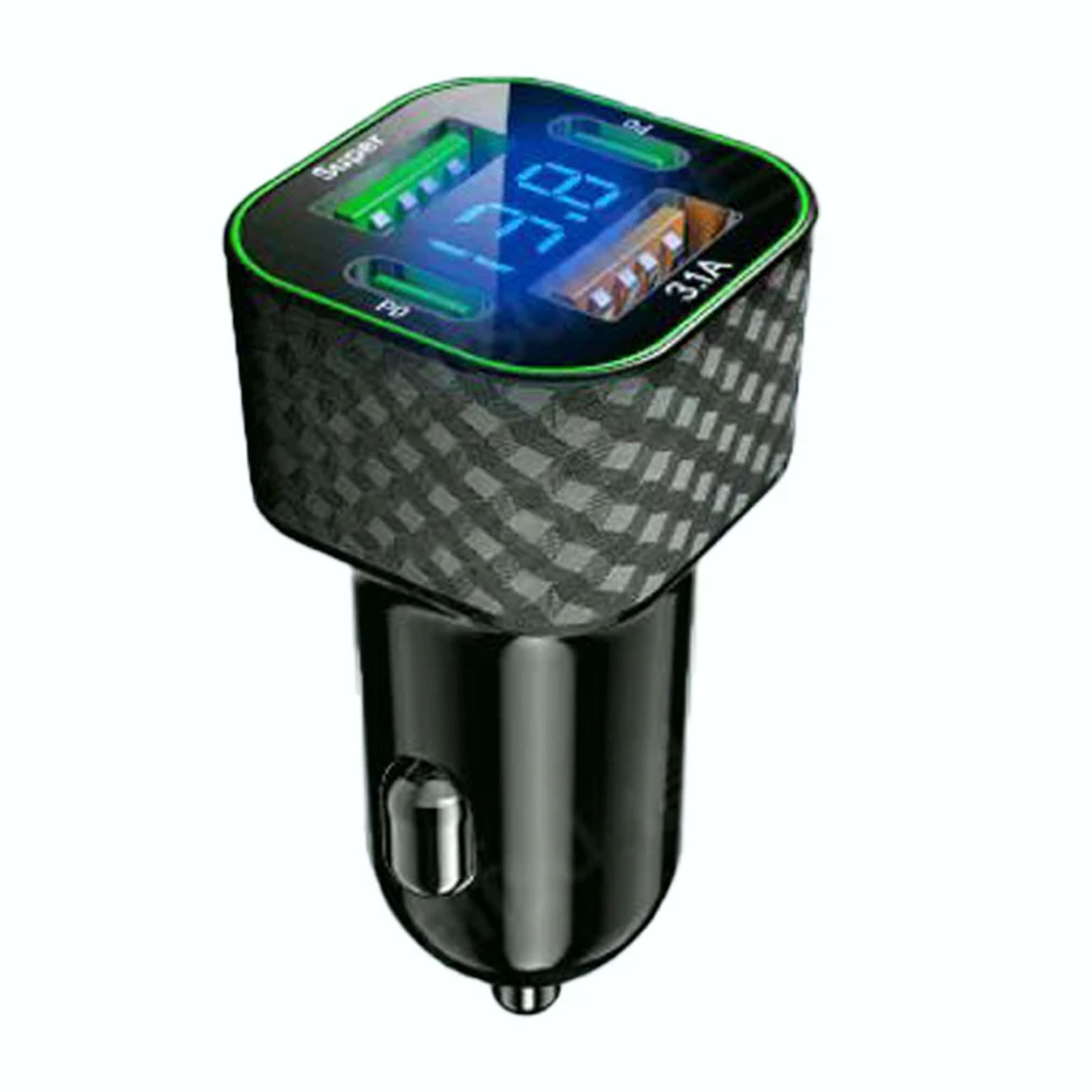 Super Fast Car Phone Charger Dual PD Voltage Display Adapter For IPhone Xiaomi Oppo Vivo Samsung 6