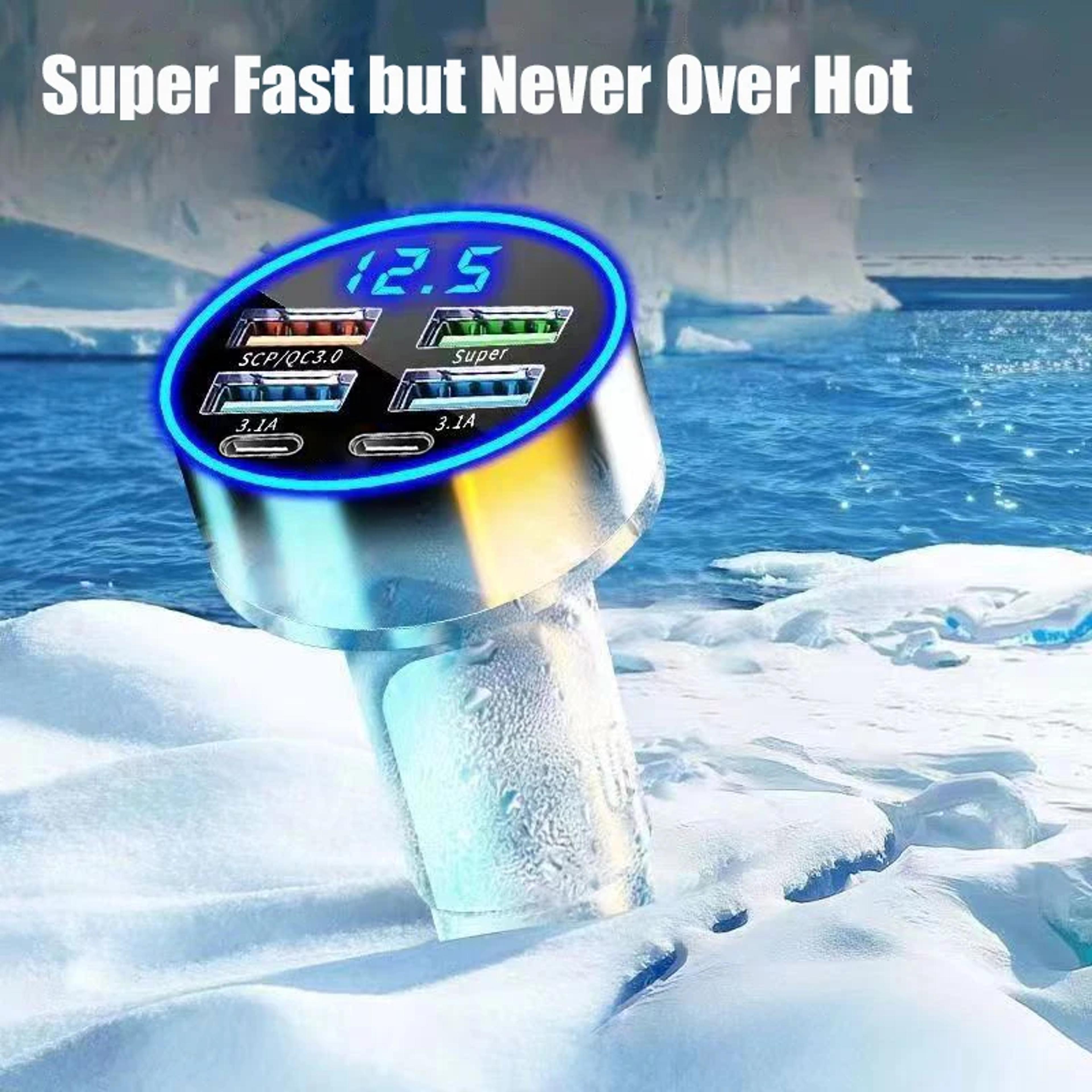Dual PD Car Phone Charger Adapter Super Fast Charge Voltage Display For IPhone Samsung OPPO 3
