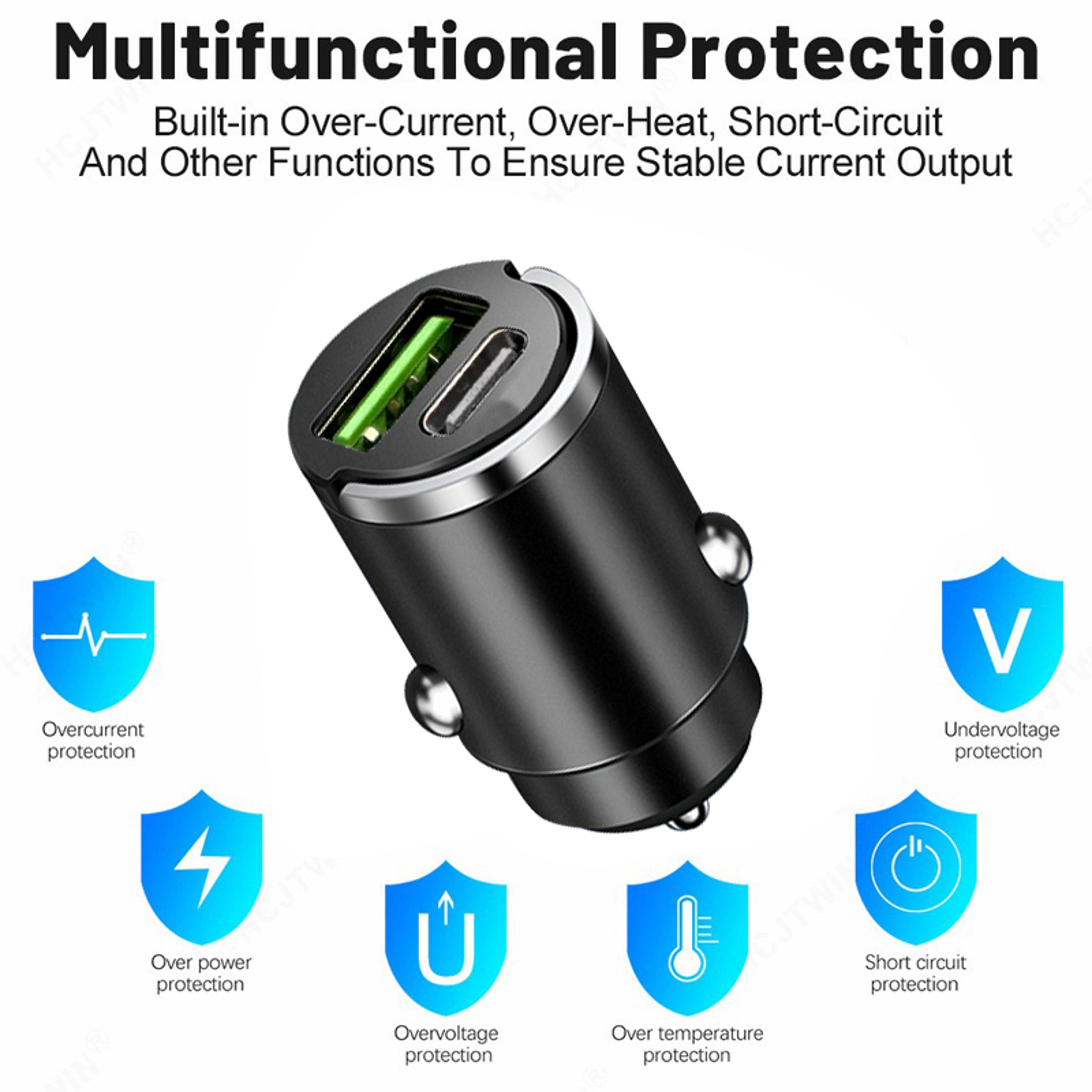 USB C Car Phone Charger Adapter Pull Ring Fast Charging Car Charger For IPhone Xiaomi Samsung Huawe 2