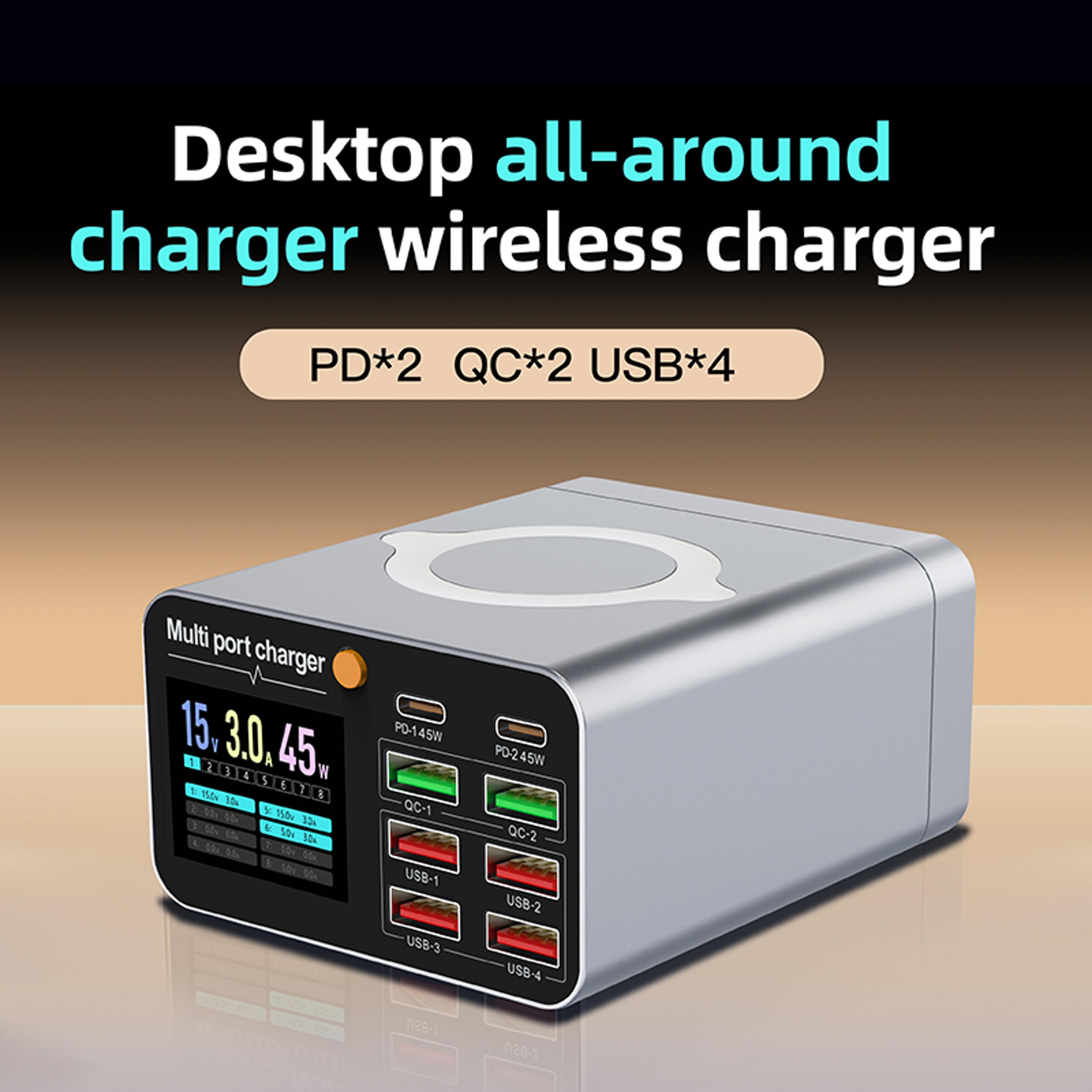 Wireless Digital Display Desktop USB Type C PD Quick Charger For Laptop Tablet Phone 4