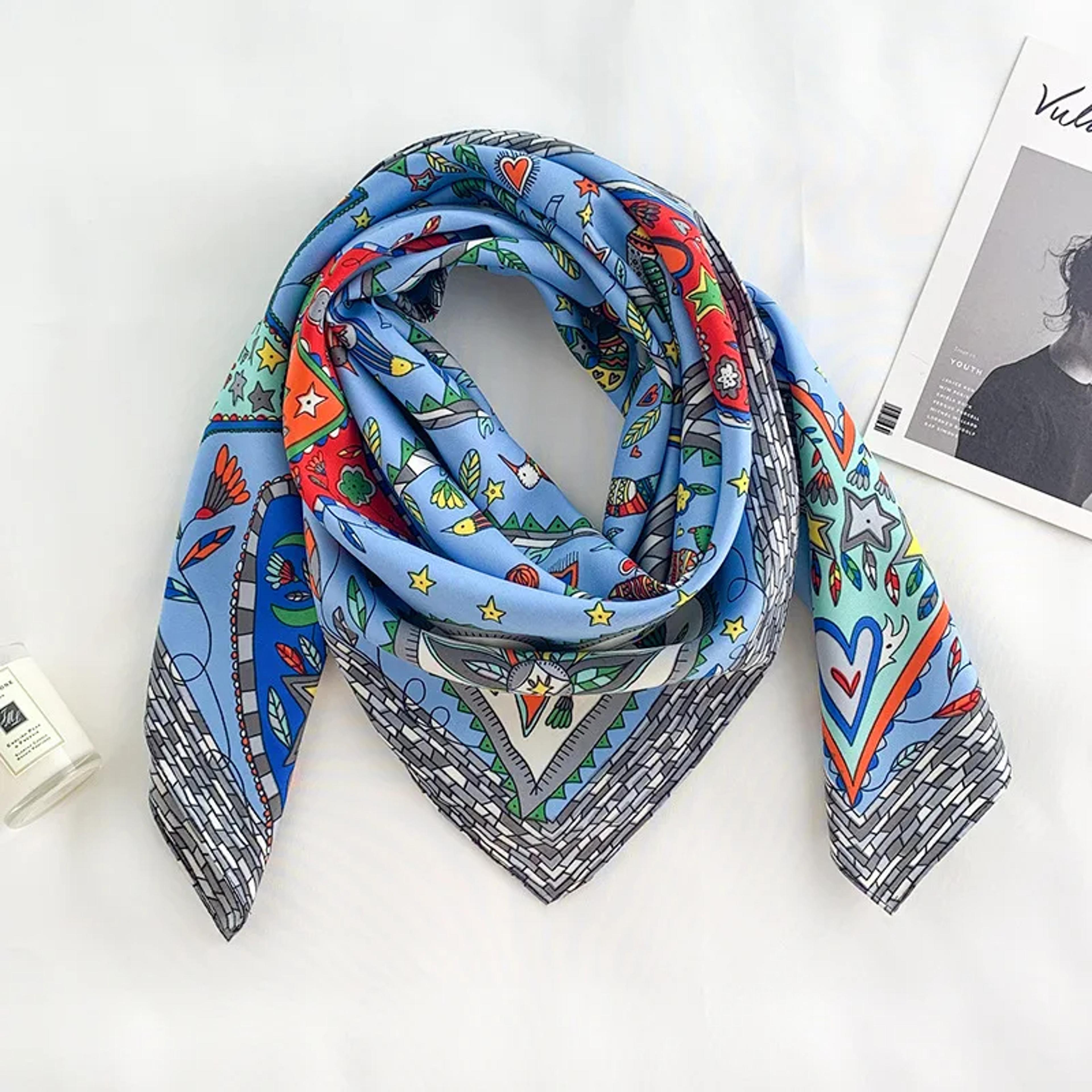 Elegant Twill Silk Feeling Shawls And Wraps Luxury Hair Scarves Tree Print Bandana Hijab Pashmina 3