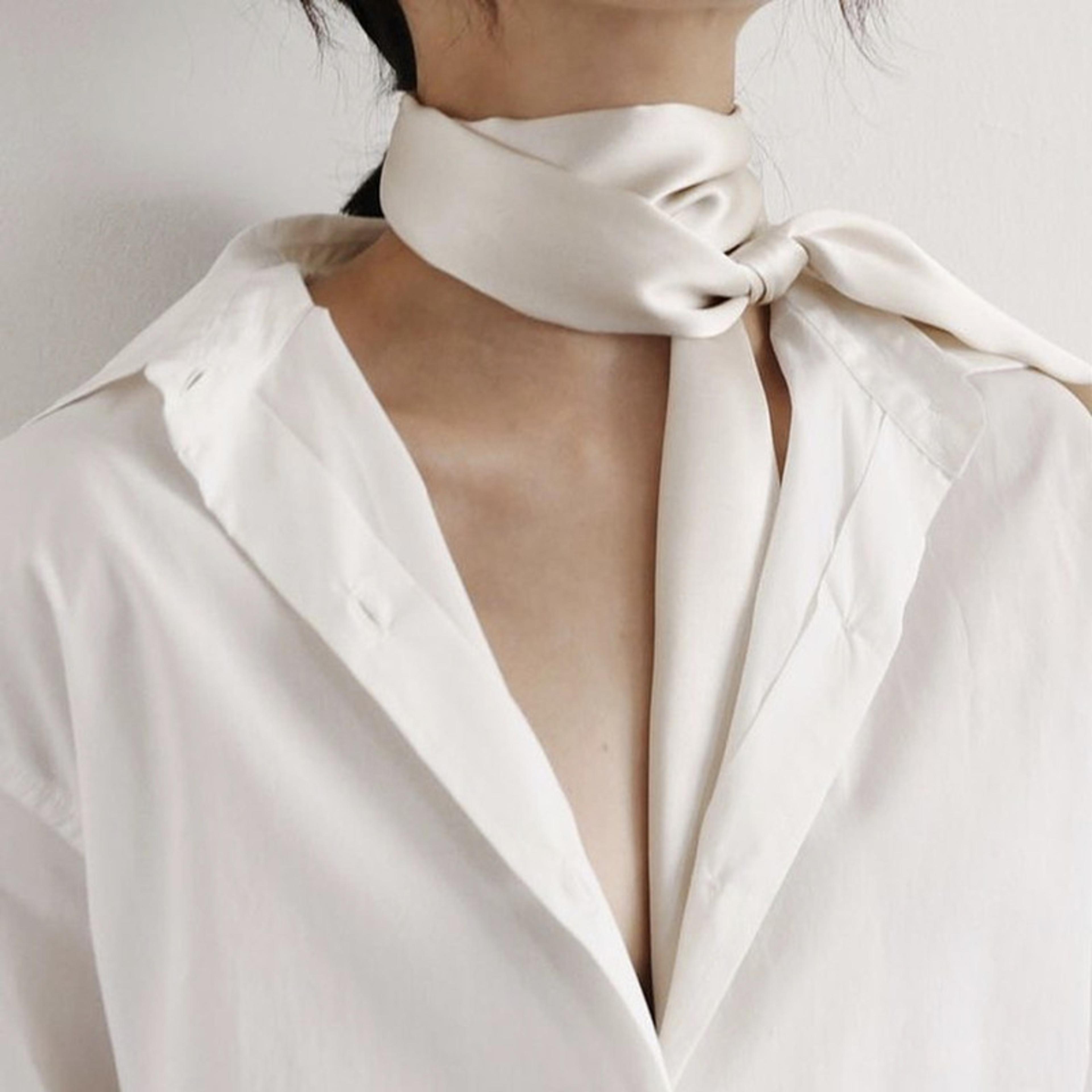 5X190CM Women Narrow Long Scarf 190x5cm Solid Color Chiffon Silk Rubber Red Tie Black Bag Ribbon He 2