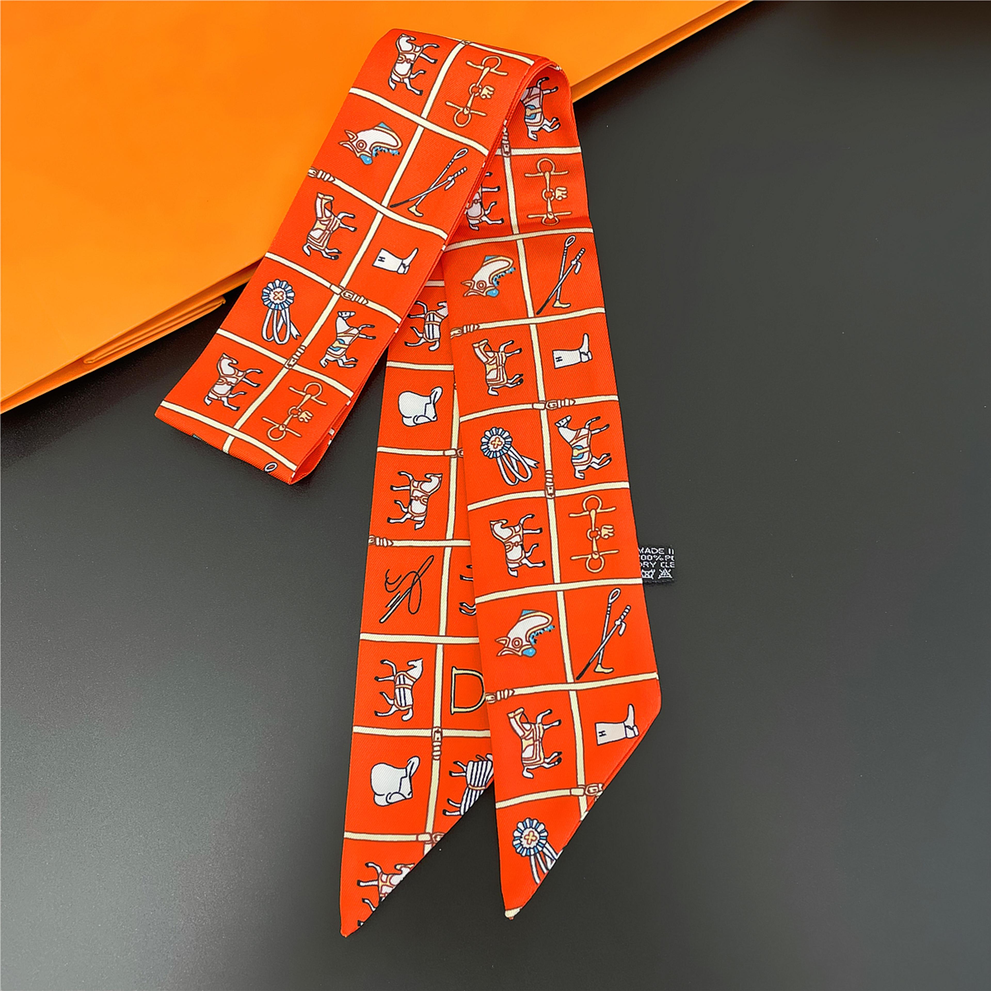 Luxury Silk Scarf Fashion Hair Headband Flowers Women Scarf 7