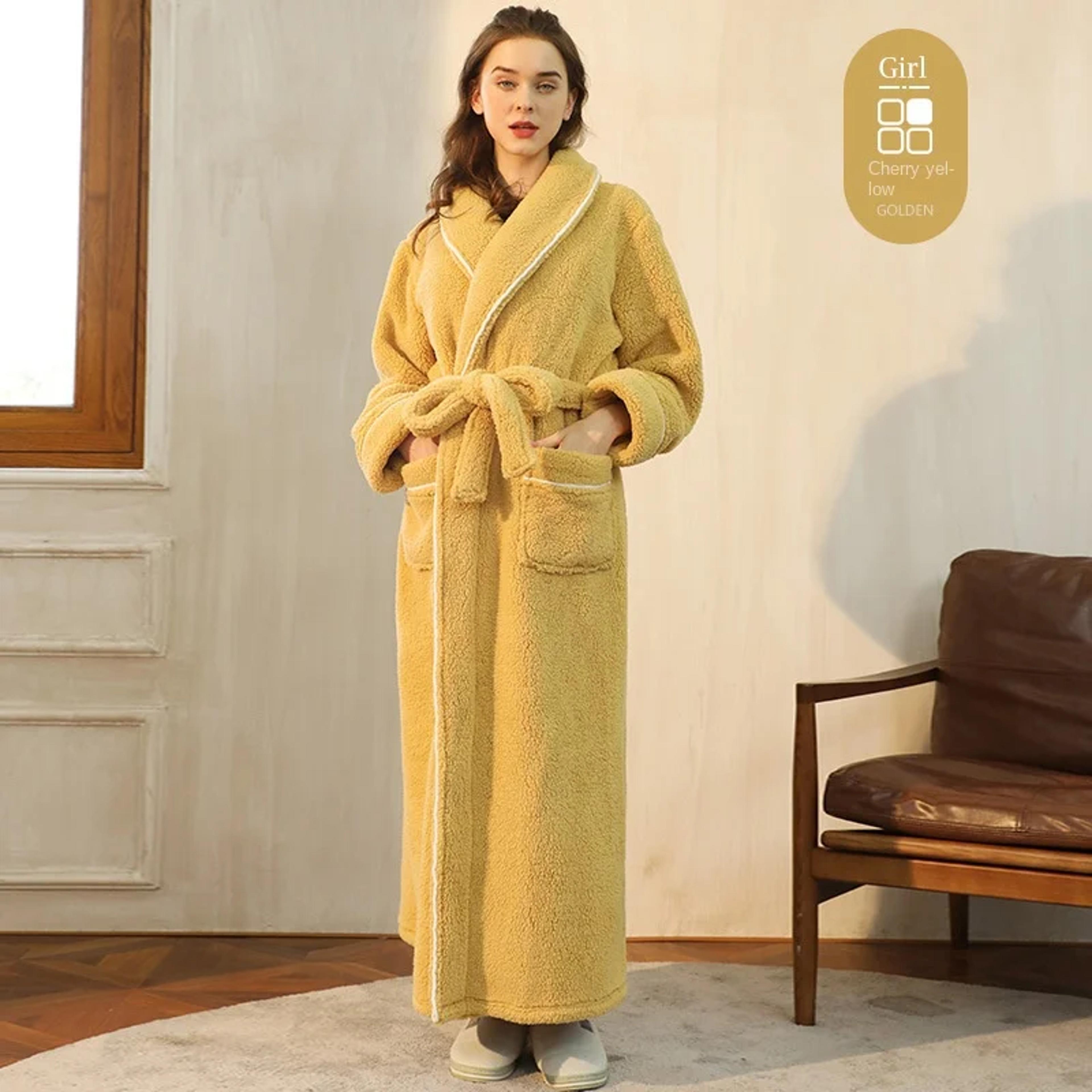 Mens Large Size Light Luxury Cotton Robe Winter New Thick Comfortable Couple Bathrobe Womens Extend 8