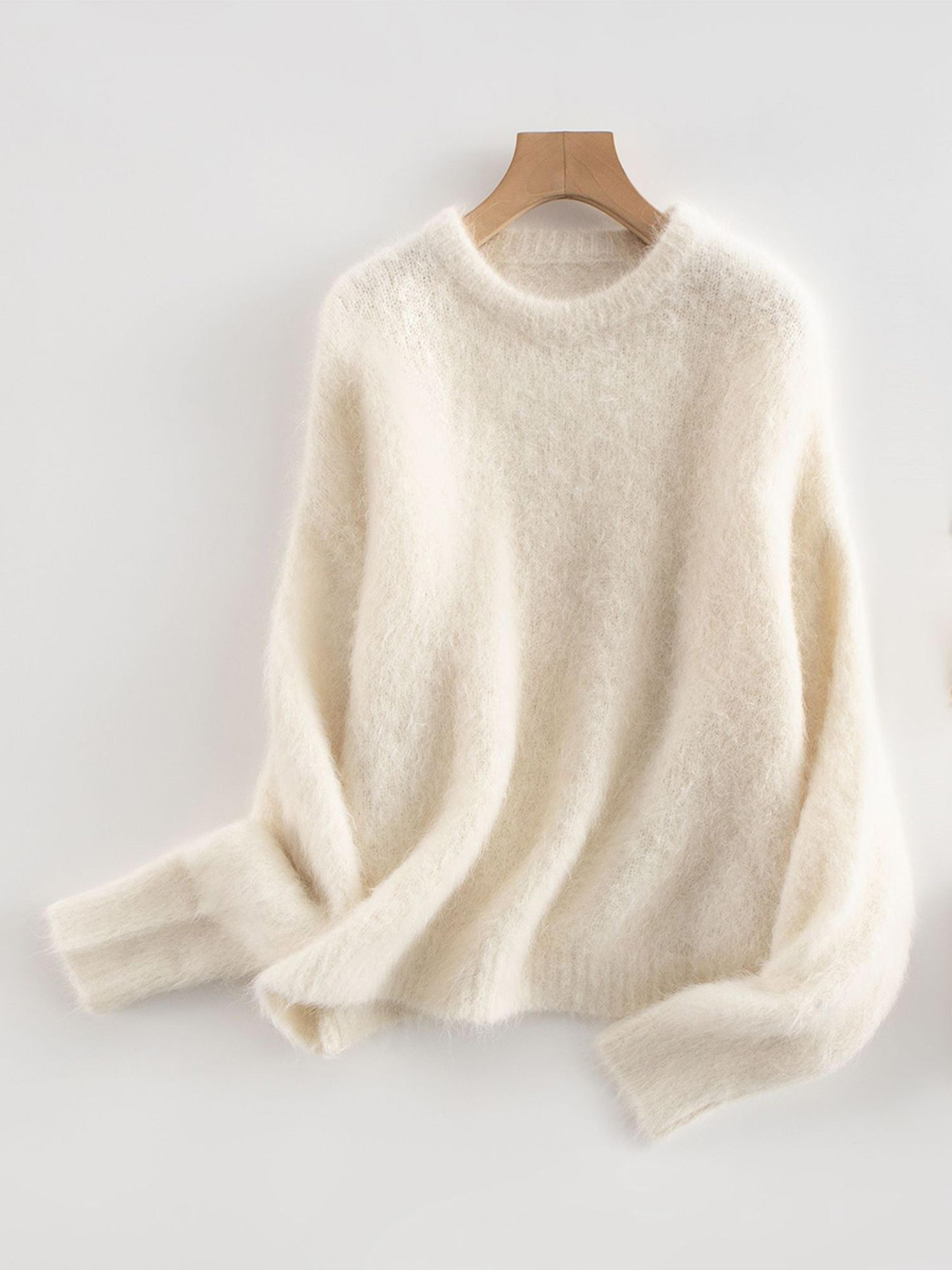 Dropped Sleeved Loose Sweaters For Women Warm Alpaca Pullover Fall Winter Top In Camel Beig 11