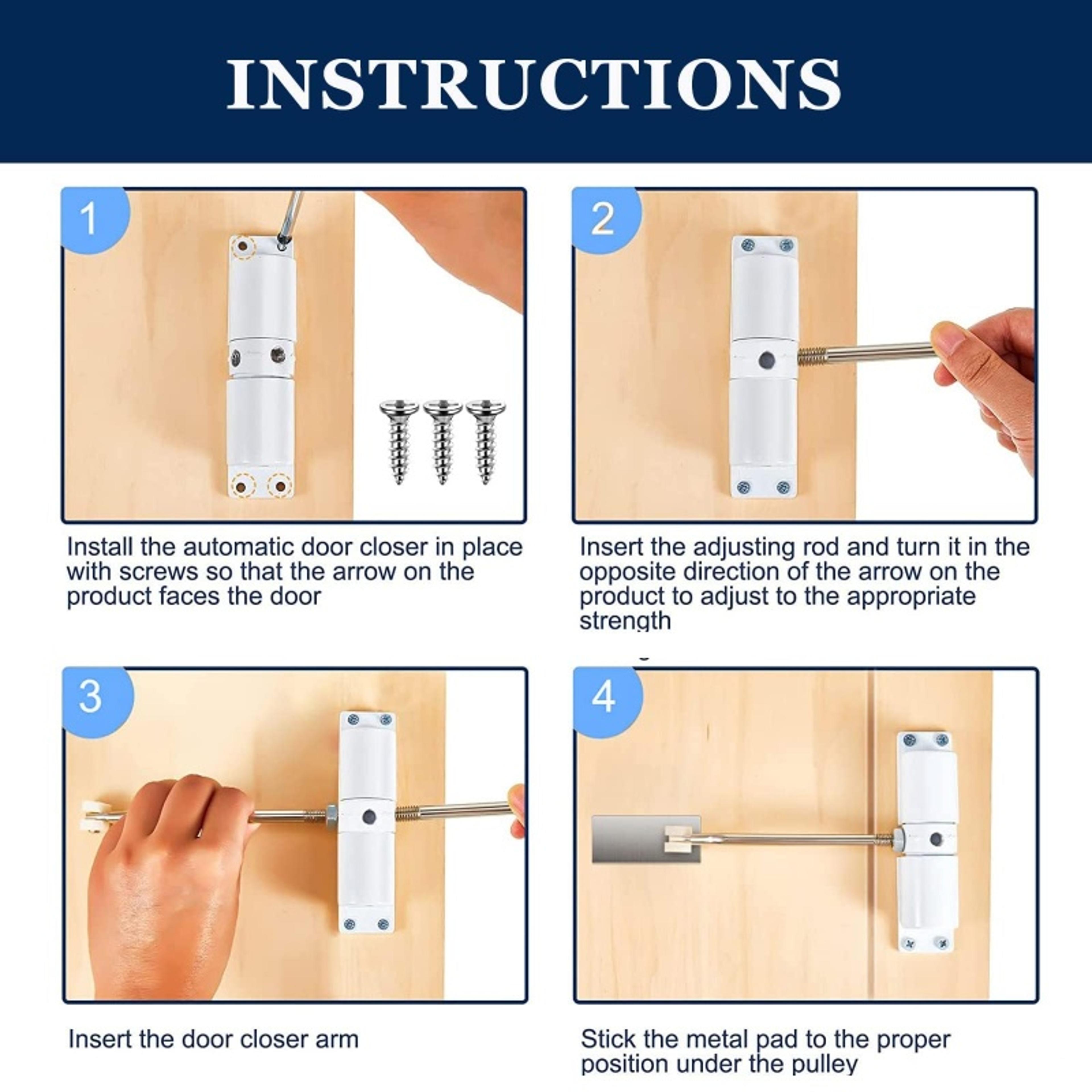 Durable Metal Door Closer Adjustable Heavy Duty Safety Spring For Quiet Hinged Doors 5