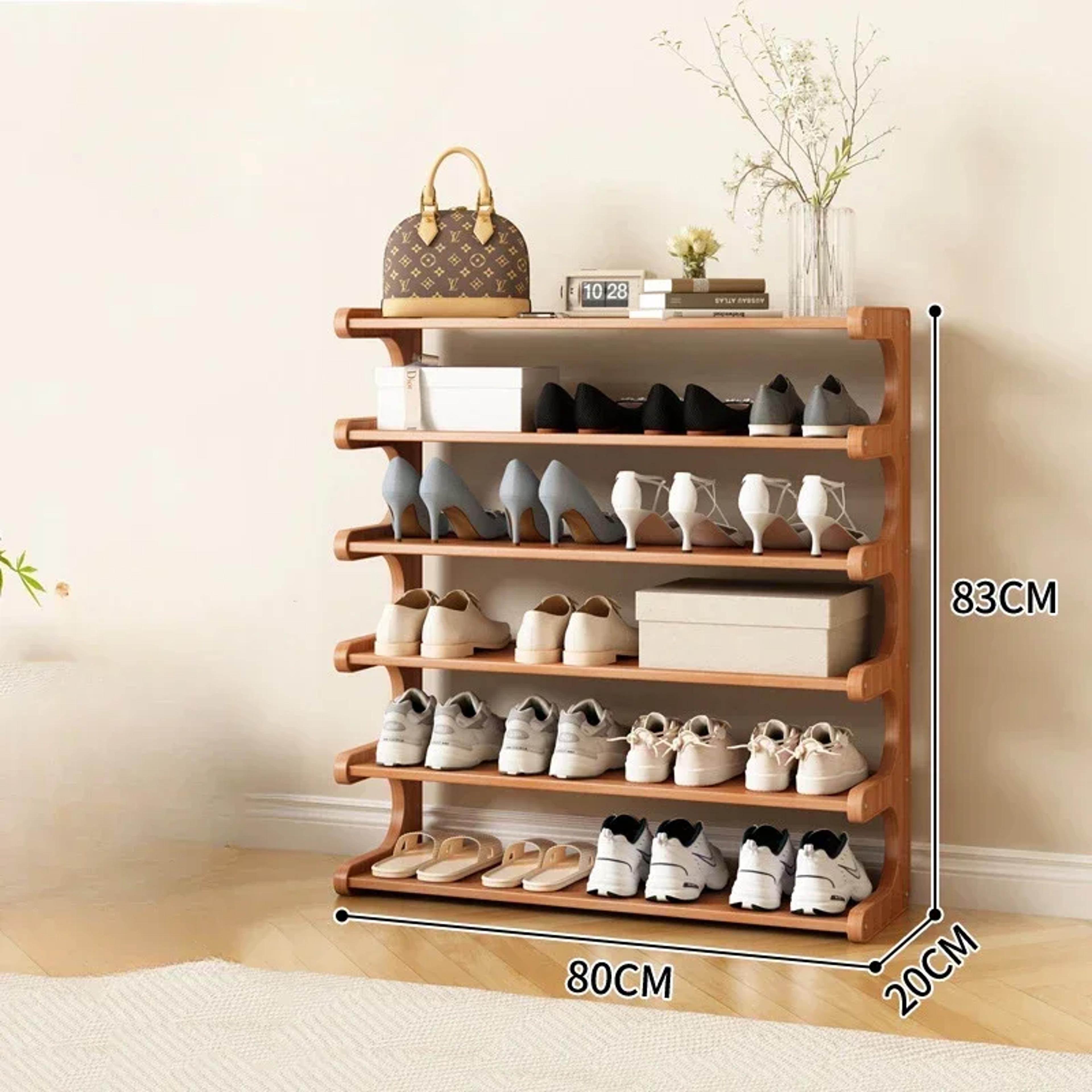 Wooden Shoe Cabinet Multifunctional Bamboo Shoe Storage Rack Simple Chinese Style Organizer 6