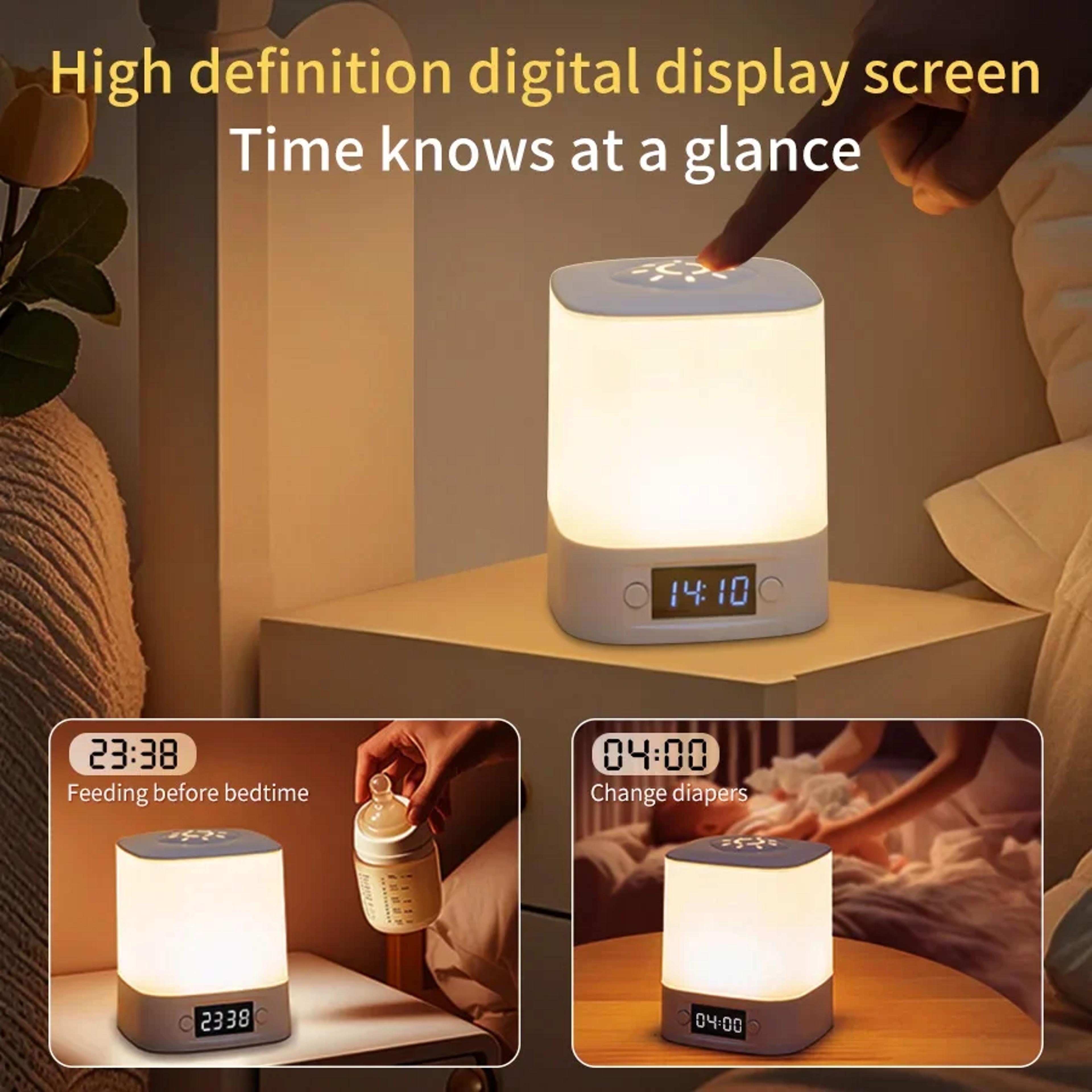 USBPowered LED Night Light With Time Display Adjustable Brightness Bedside Lamp For Baby Nursery An 2