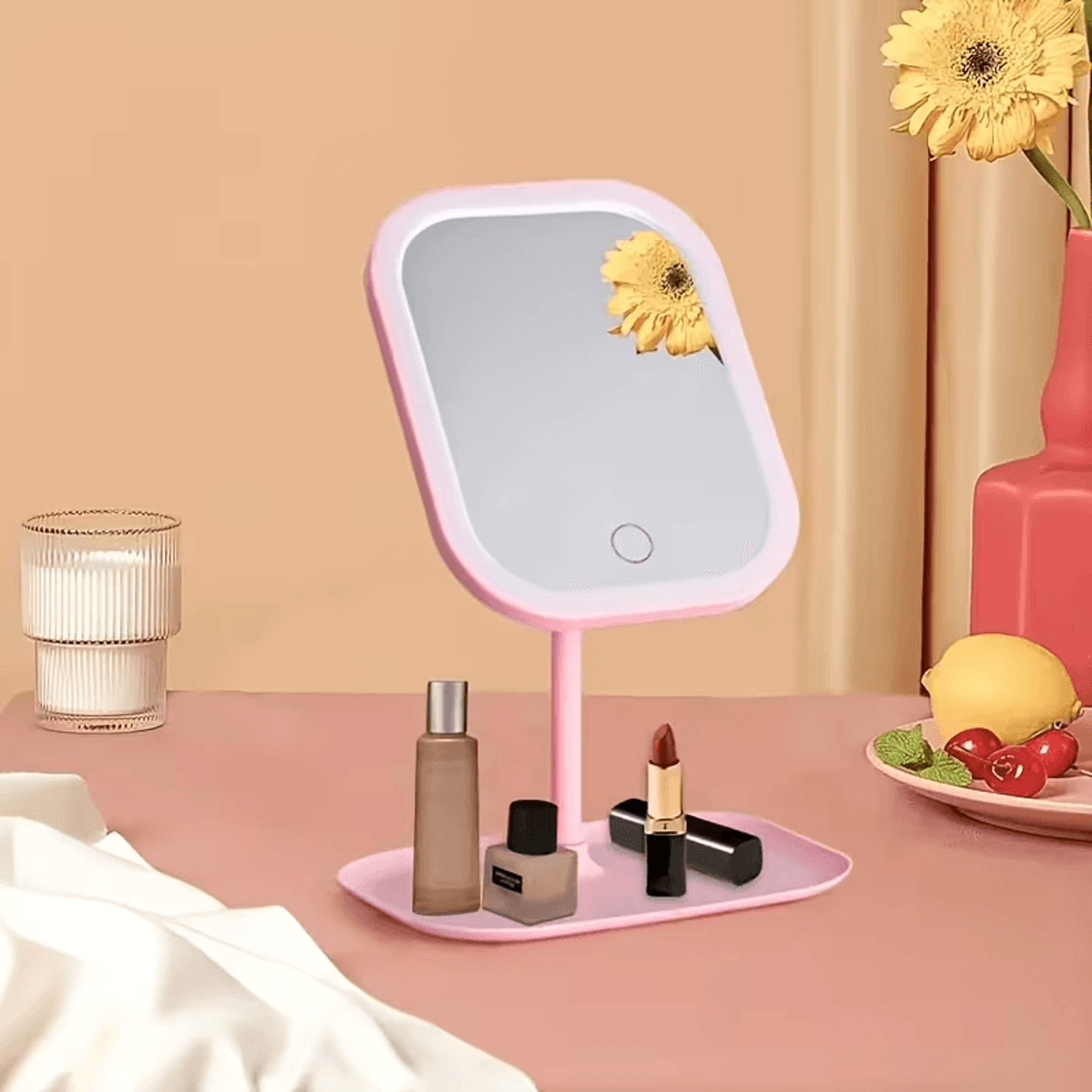 LED makeup mirror with adjustable lighting