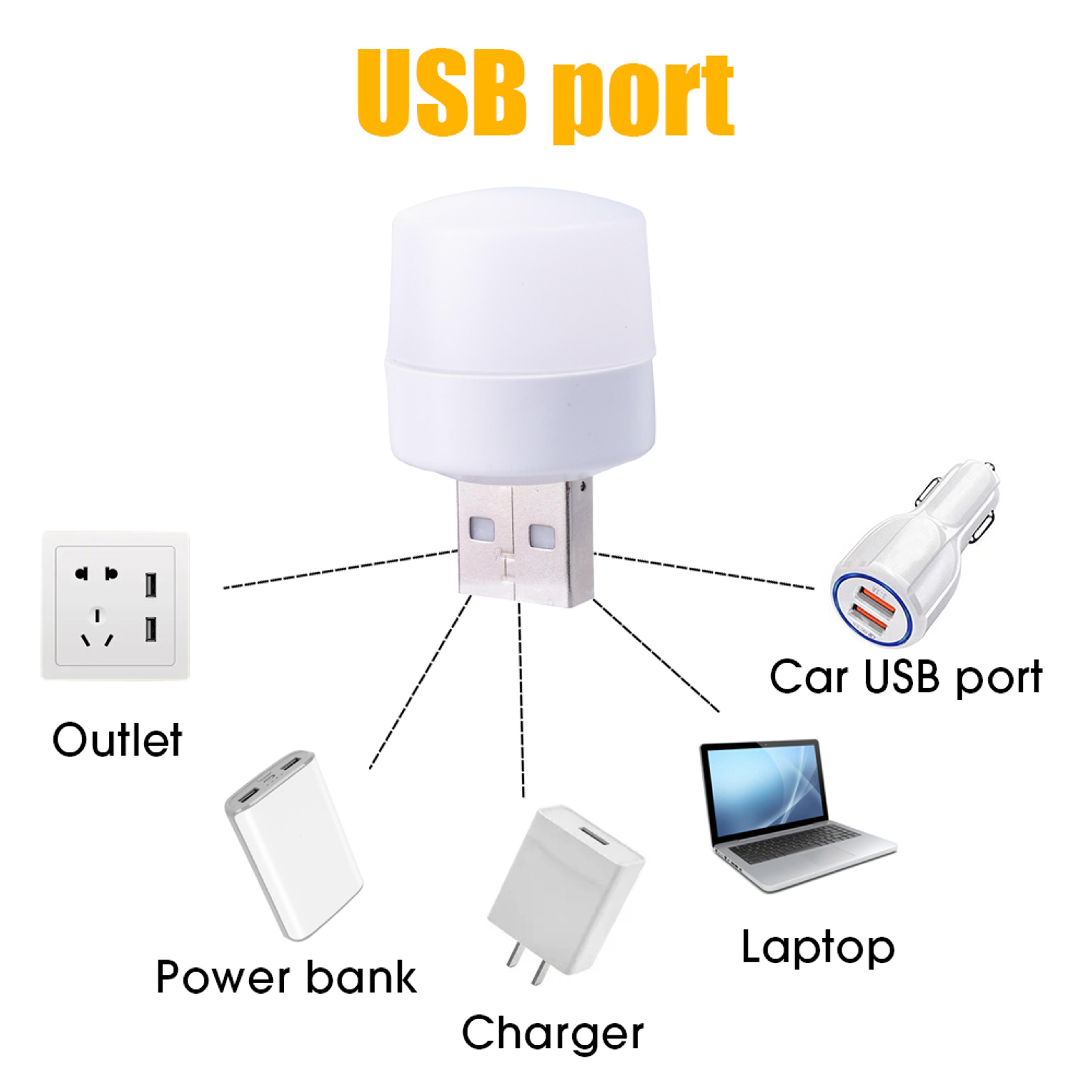Night Light Warm White Eye Protection LED Lamp For Reading USB Plug Computer Mobile Power Charging 5