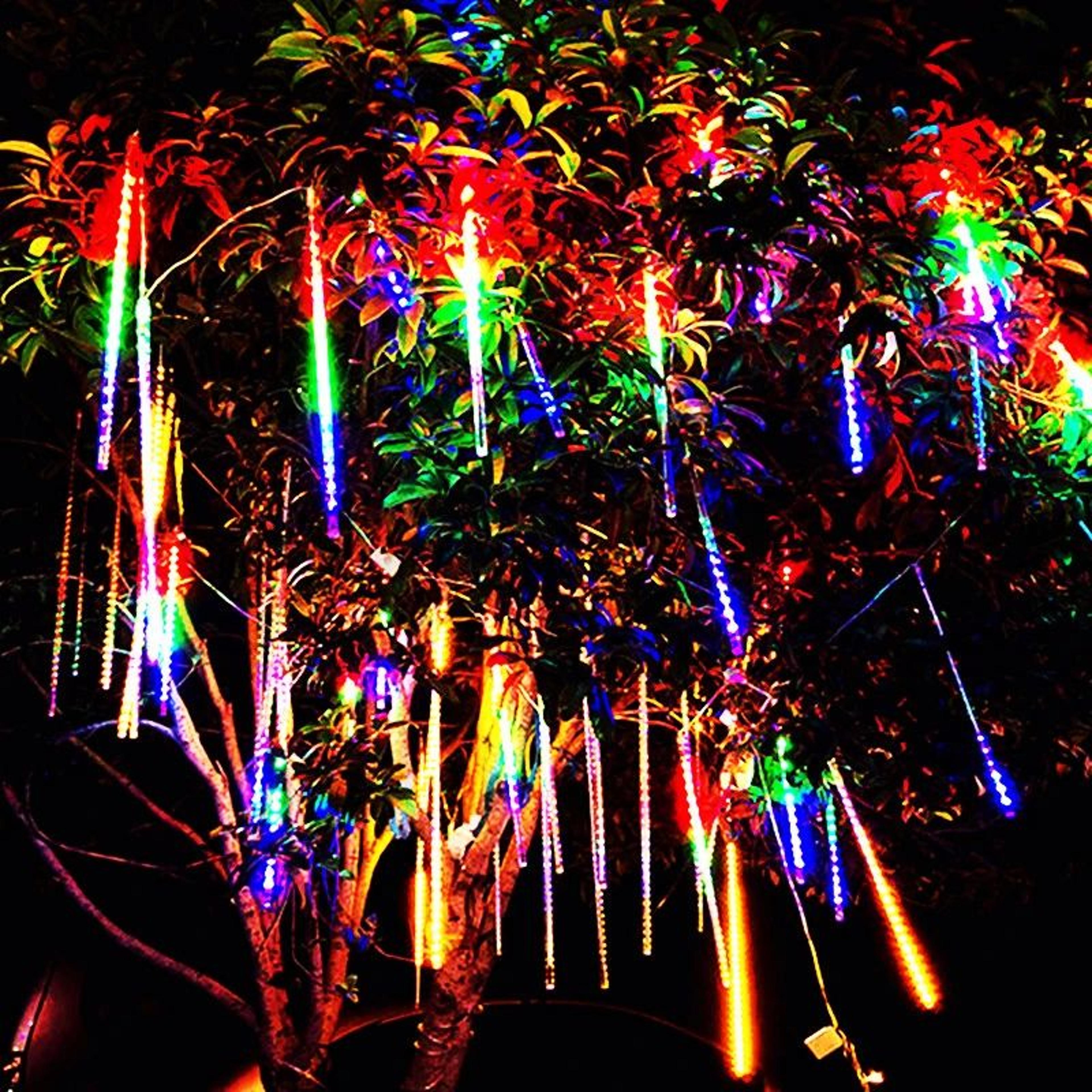 treewrapped dripping LED icicles