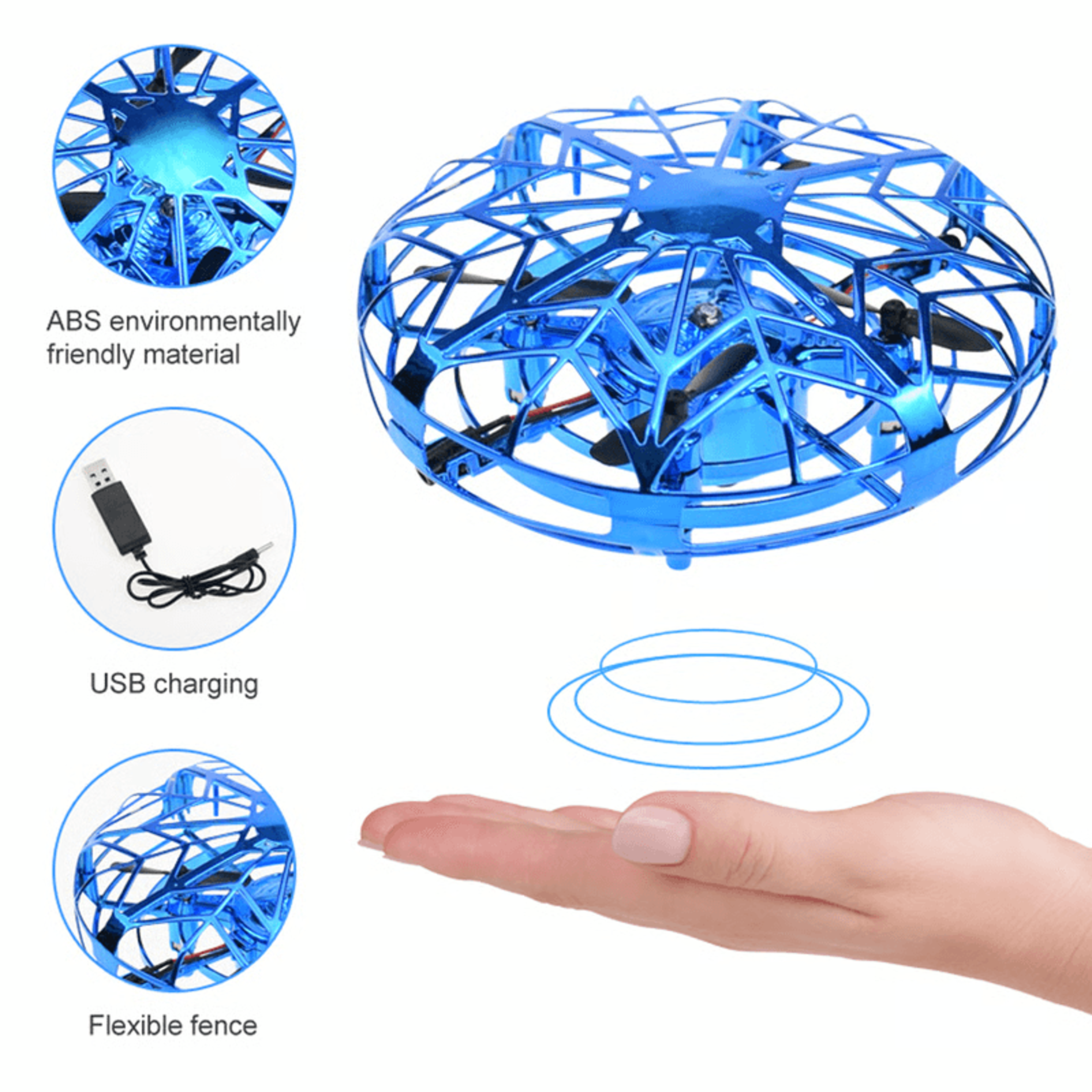 Safe flying toy for kids with LED lights flying outdoors