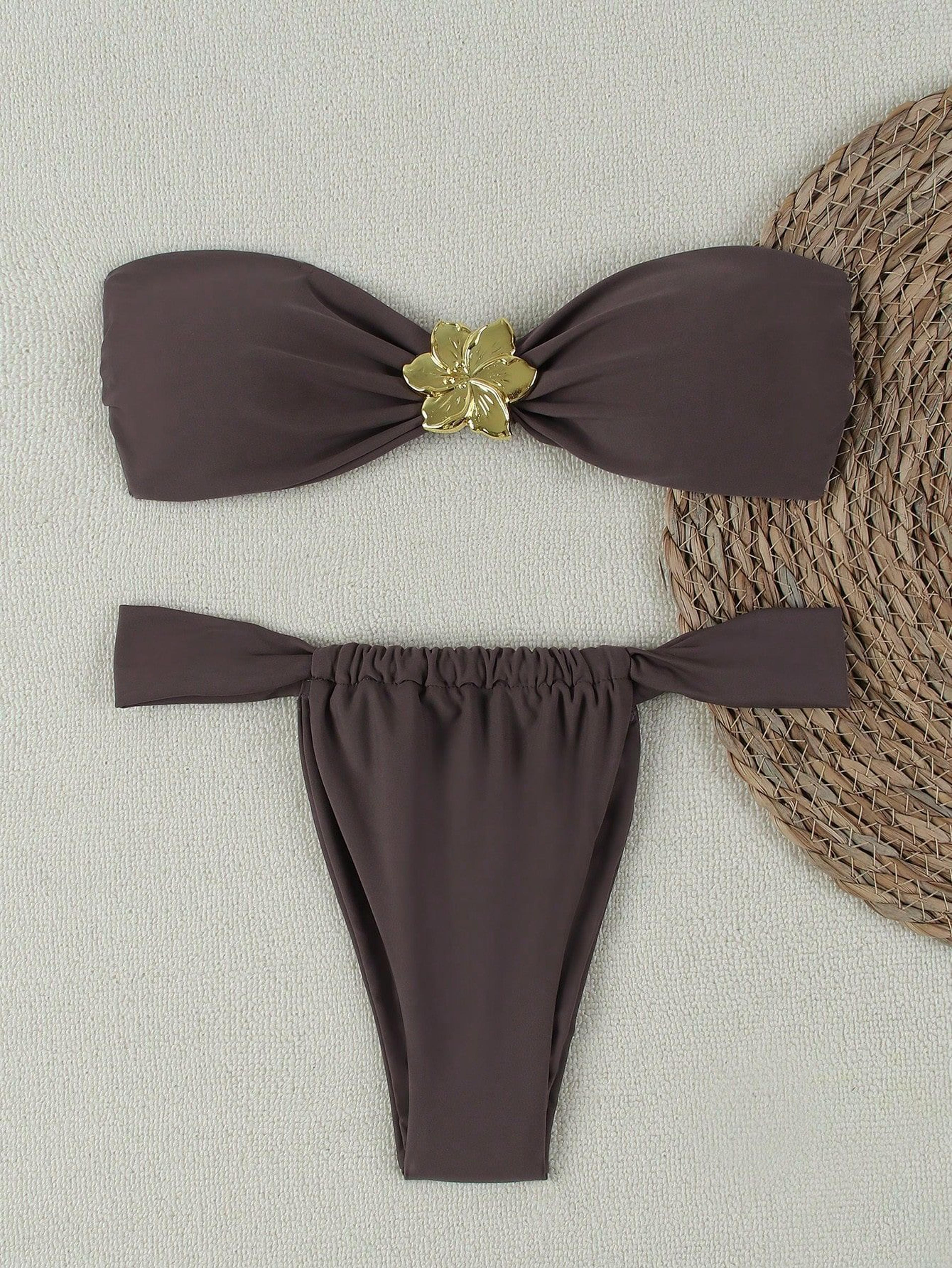 Brazilian Thong Swimwear For Women Bandeau PushUp Bikini Set 9
