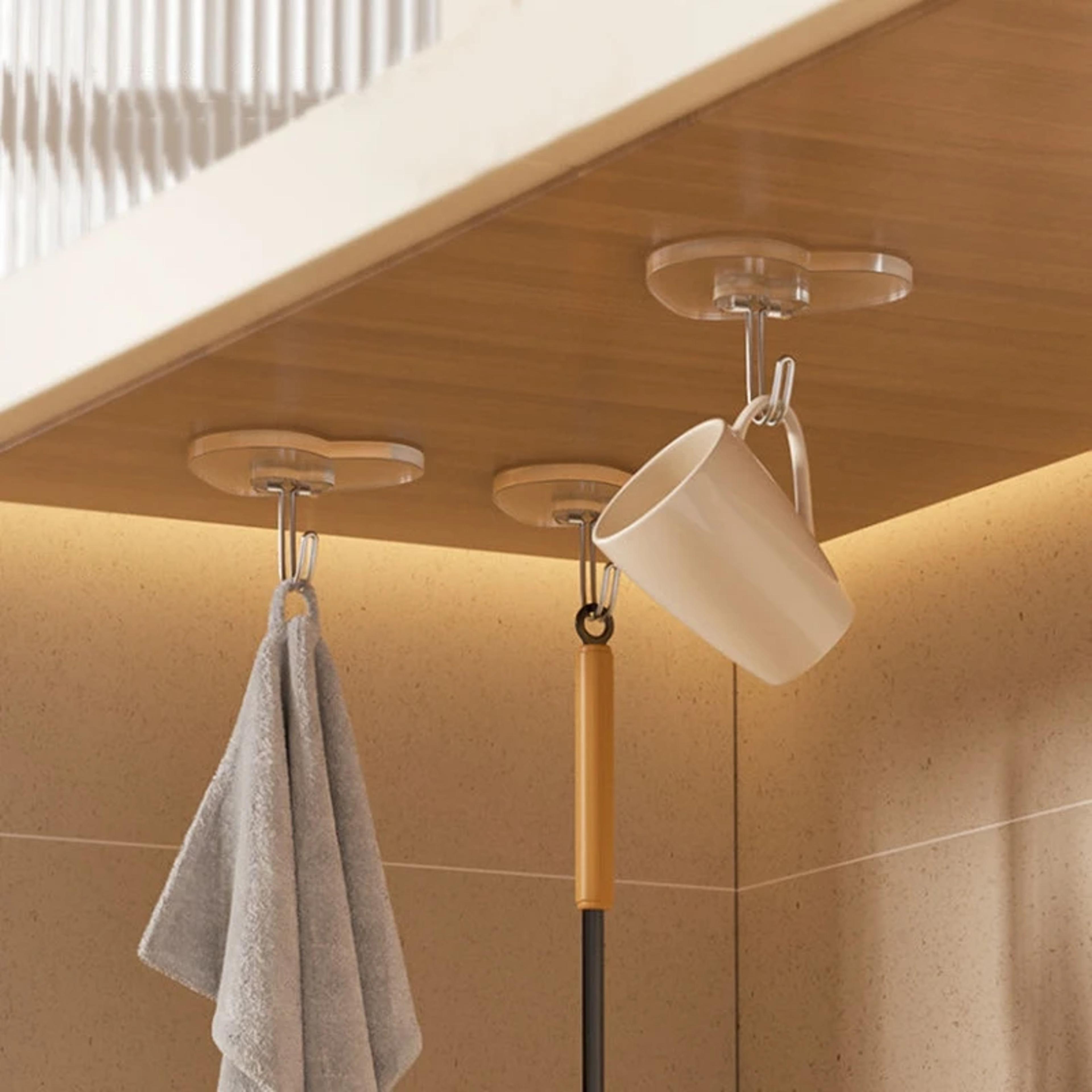 Stainless Steel MultiPurpose Hooks Transparent Strong Self Adhesive Hooks Storage Hanger For Kitche 1