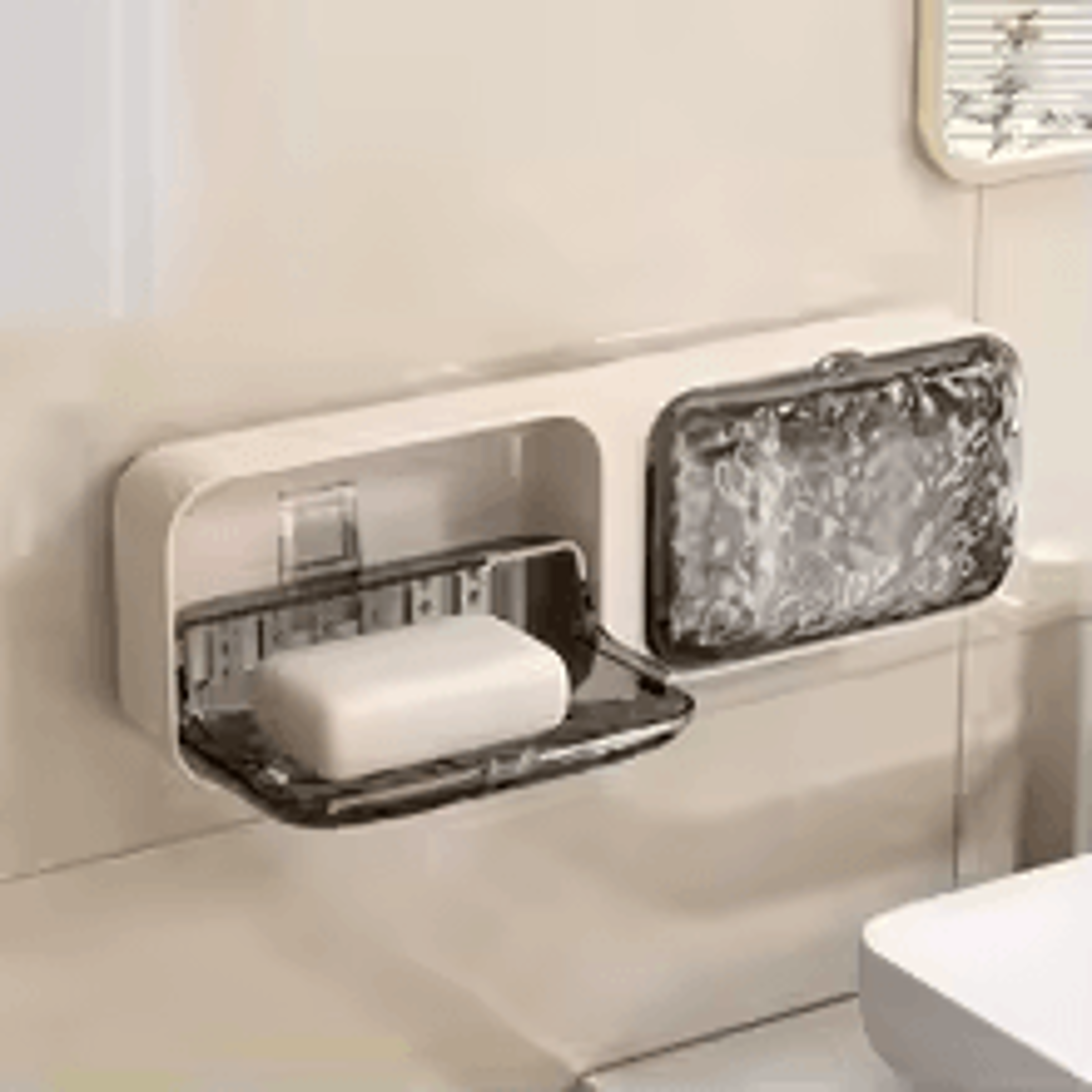 Wall Mounted Soap Holder Organizer FreePunching Bathroom Soap Sponge Holder Double Drainage Dish 8