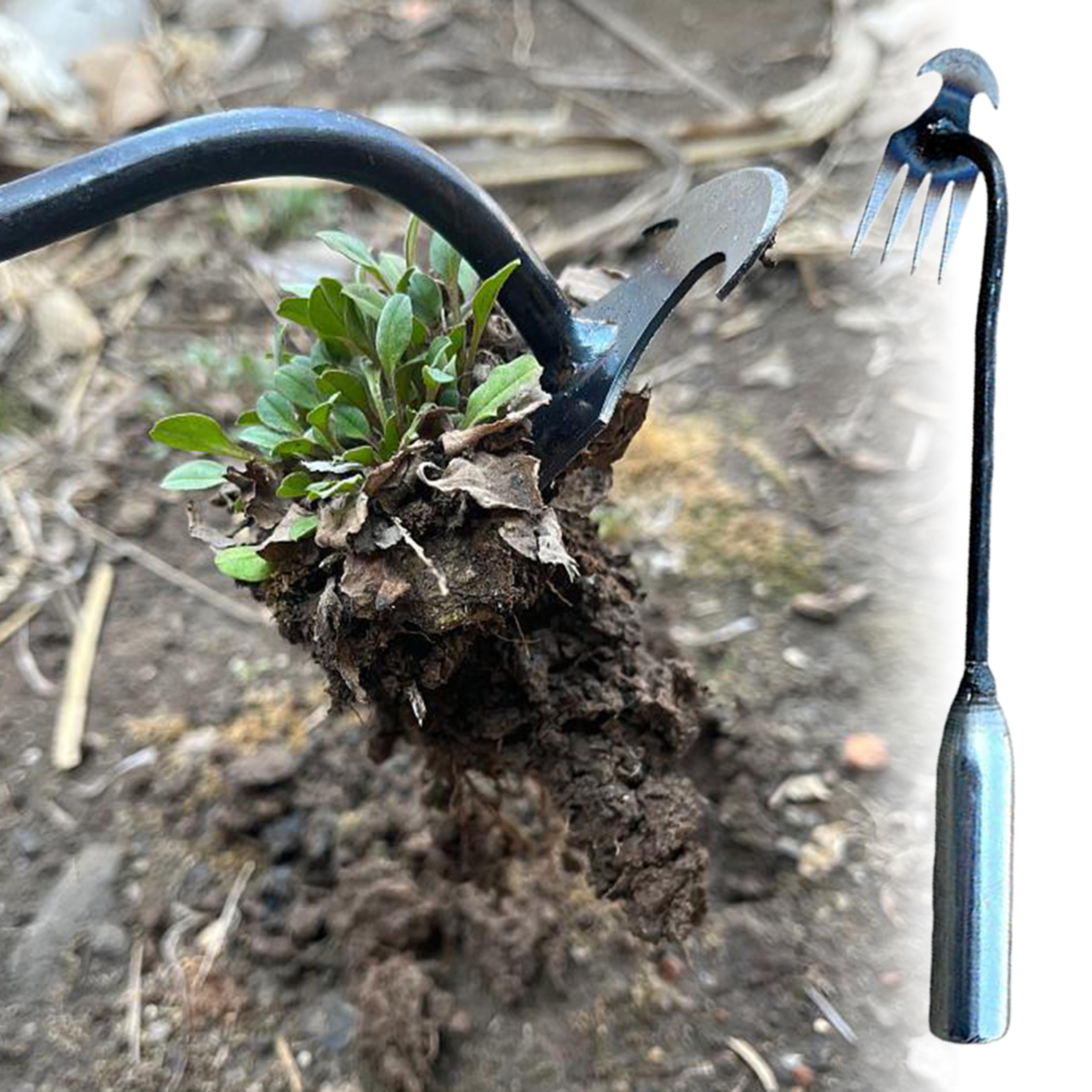 Sturdy Vshaped Fork Gardening Tools Grass Rooting Loose Soil Rake Ergonomic Handle Weed Extractor 3