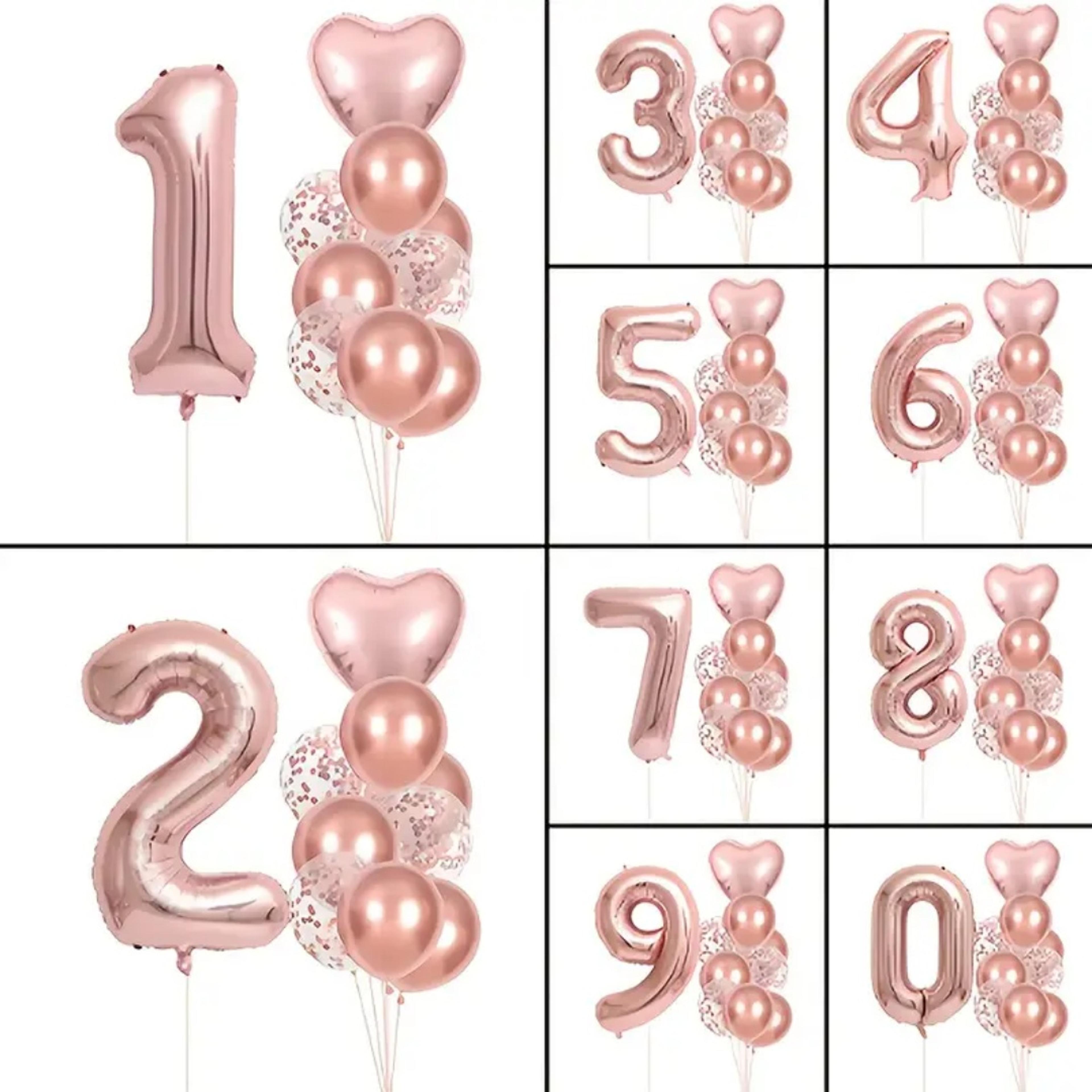 Rose Golden Number  Heart Balloons For Wedding And Birthday Celebration 0