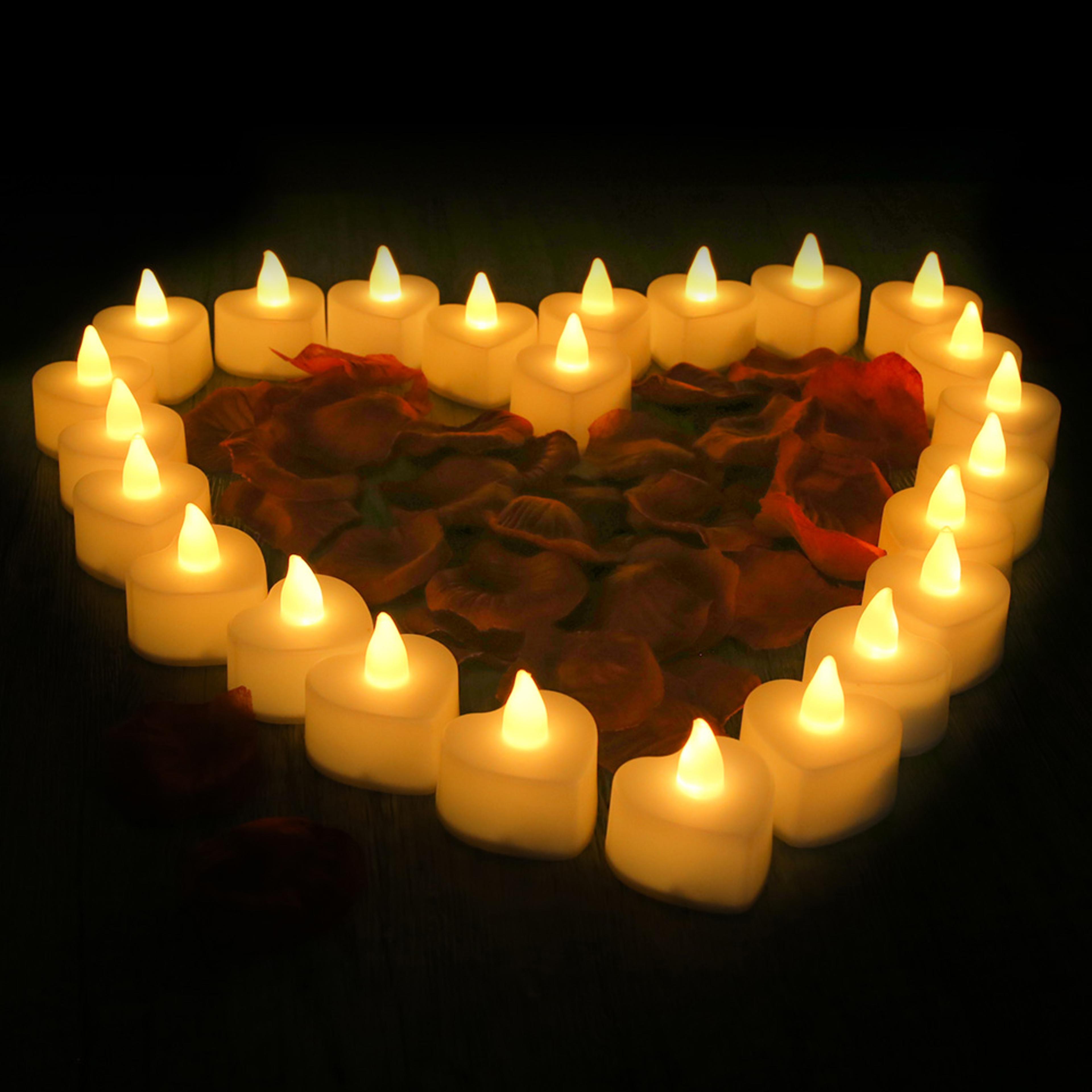 Romantic Flameless Rose Petal Tea Lights For Anniversary Wedding Table Night Light 1