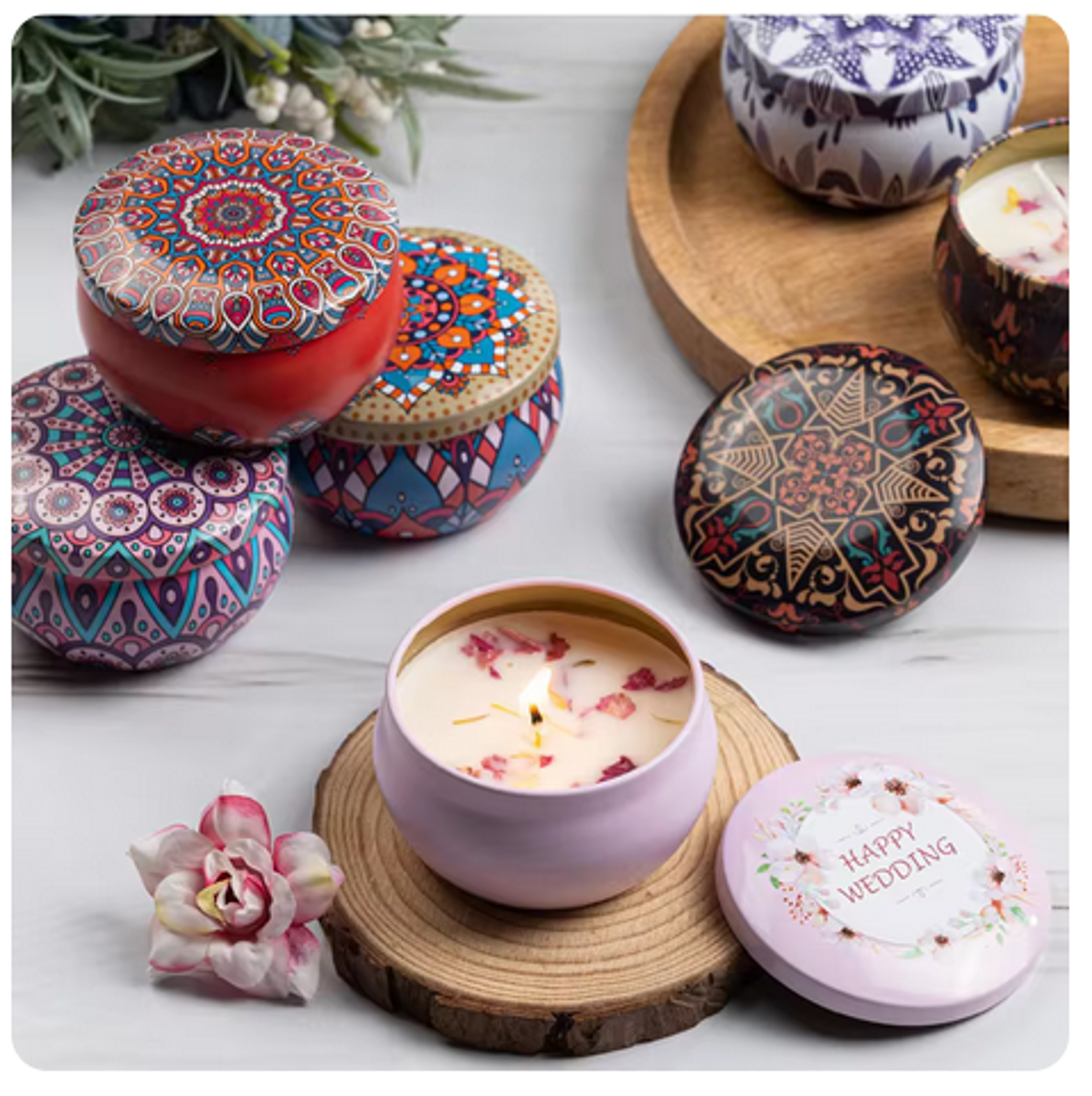 Aromatic Scented Candles Lavender Rose Soy Wax Jars Fragrance Candle For Wedding Birthday Gift Home 1