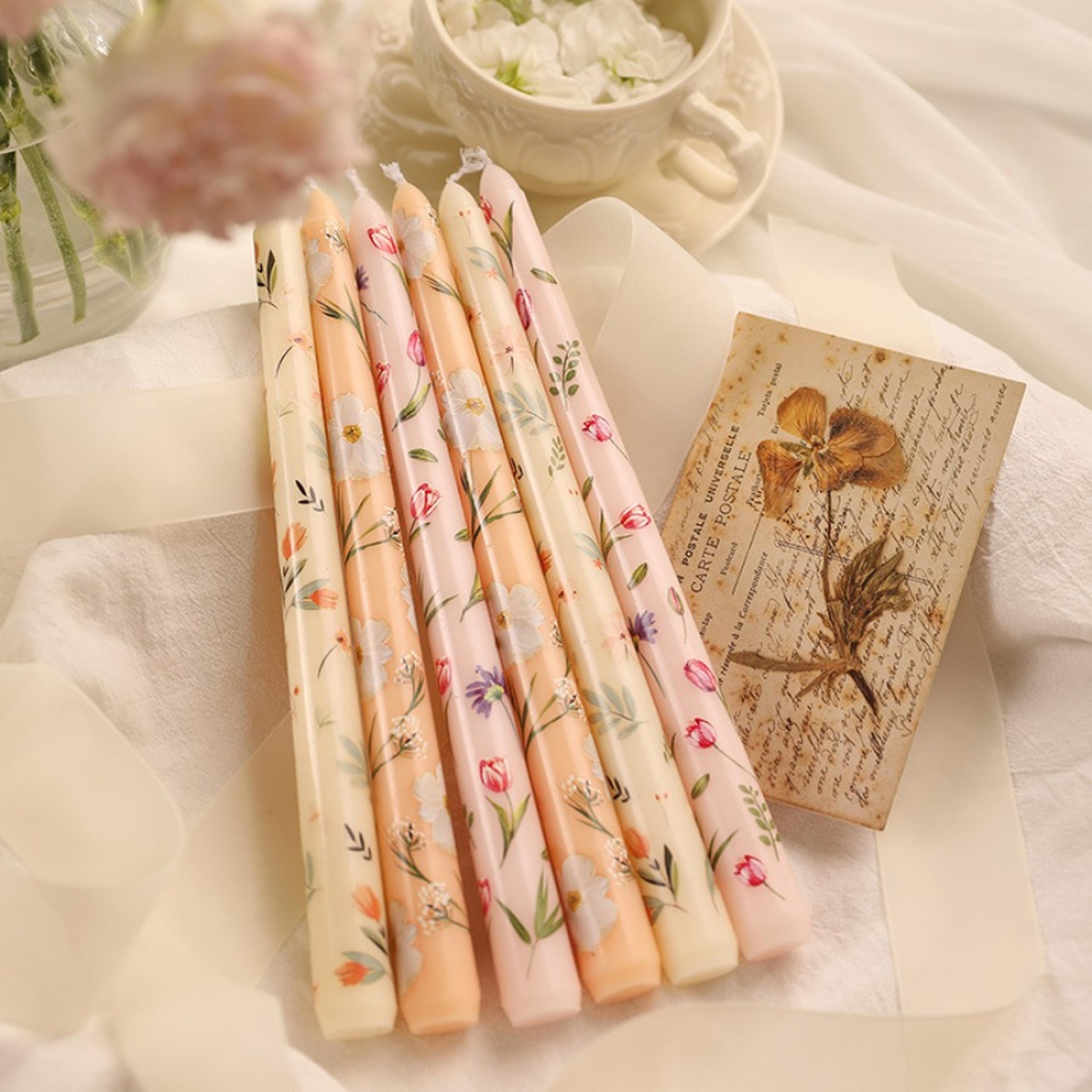 Long Romantic Hand Painted Rose Candle For Home  Wedding Decor 1