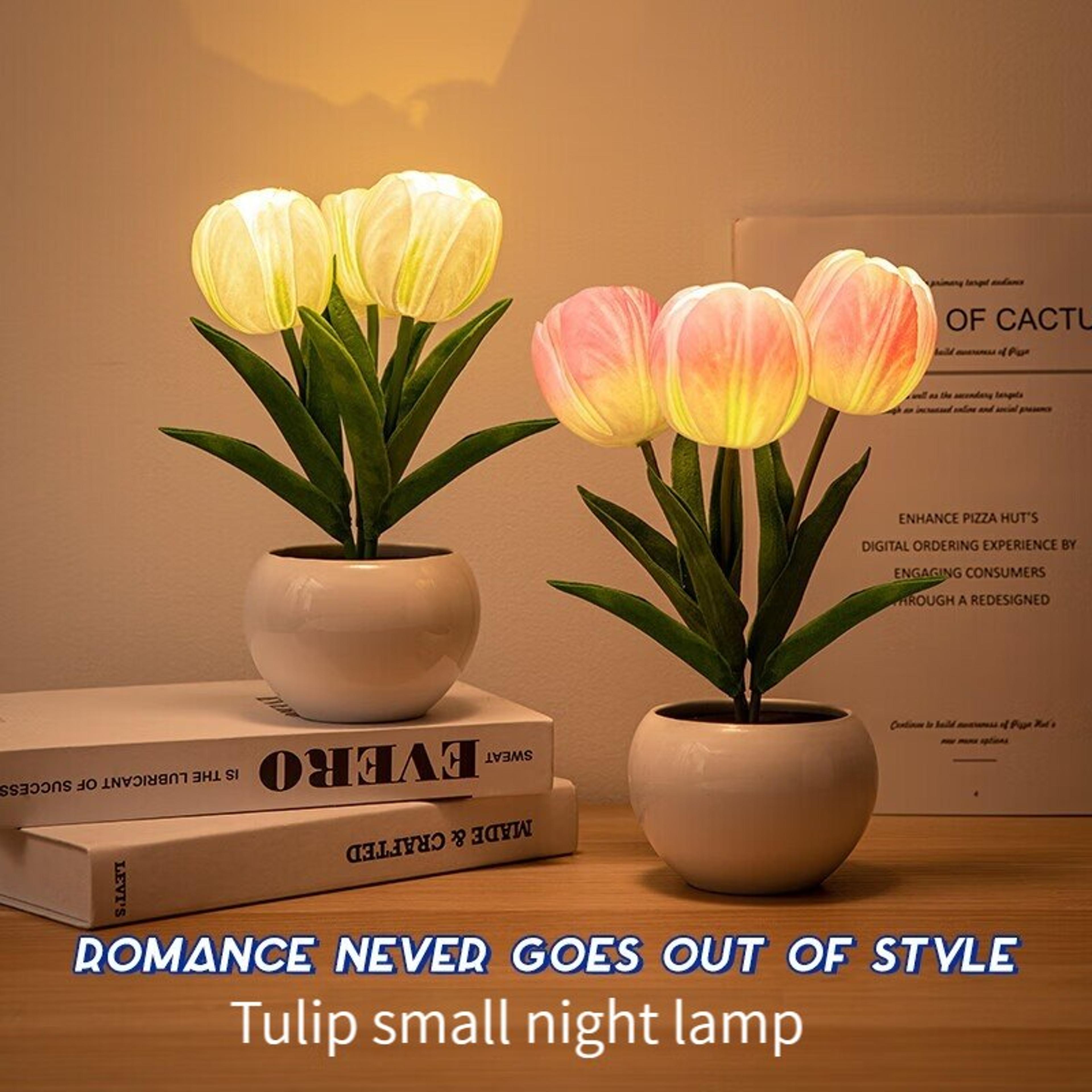 Simulation Flower Bouquet Tulip Table Lamp LED Bedside Lamp Romantic Bedroom Home Decoration 5