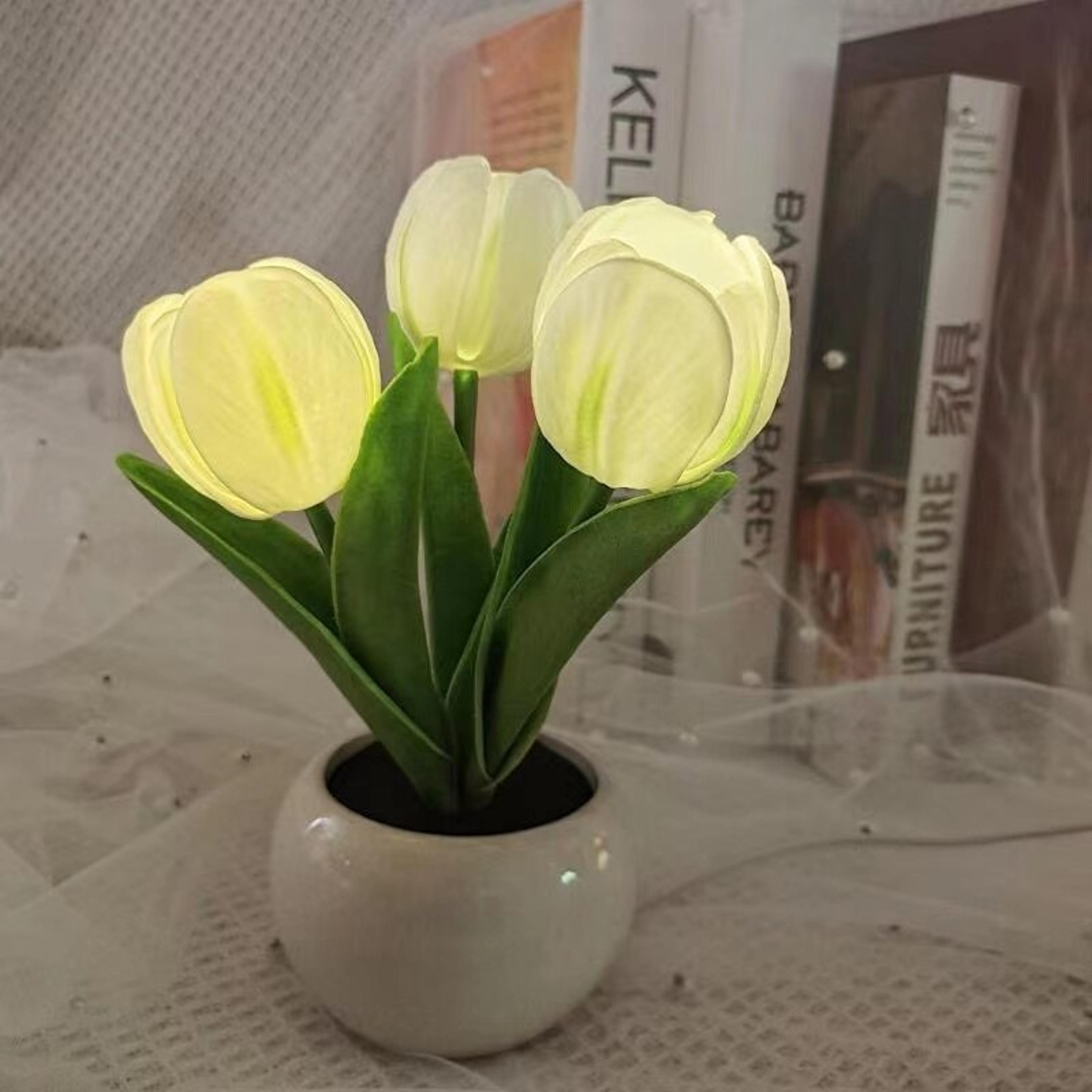 Simulation Flower Bouquet Tulip Table Lamp LED Bedside Lamp Romantic Bedroom Home Decoration 6
